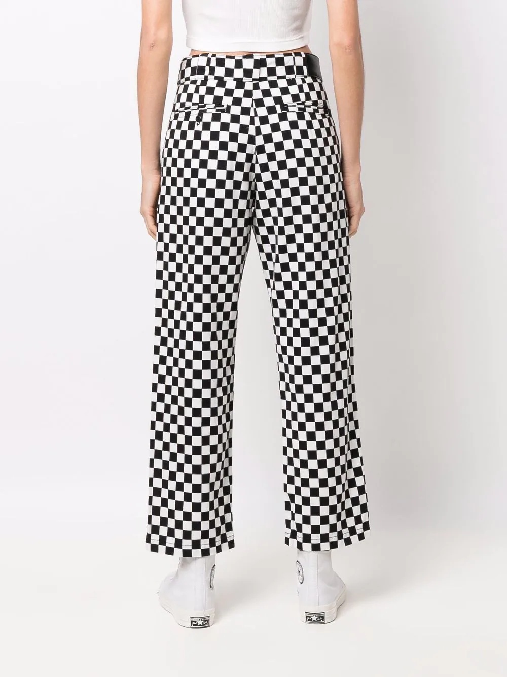 straight-leg checkerboard trousers - 4