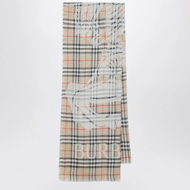 Burberry Ekd Burberry Check Scarf In Wool And Silk Women - 1