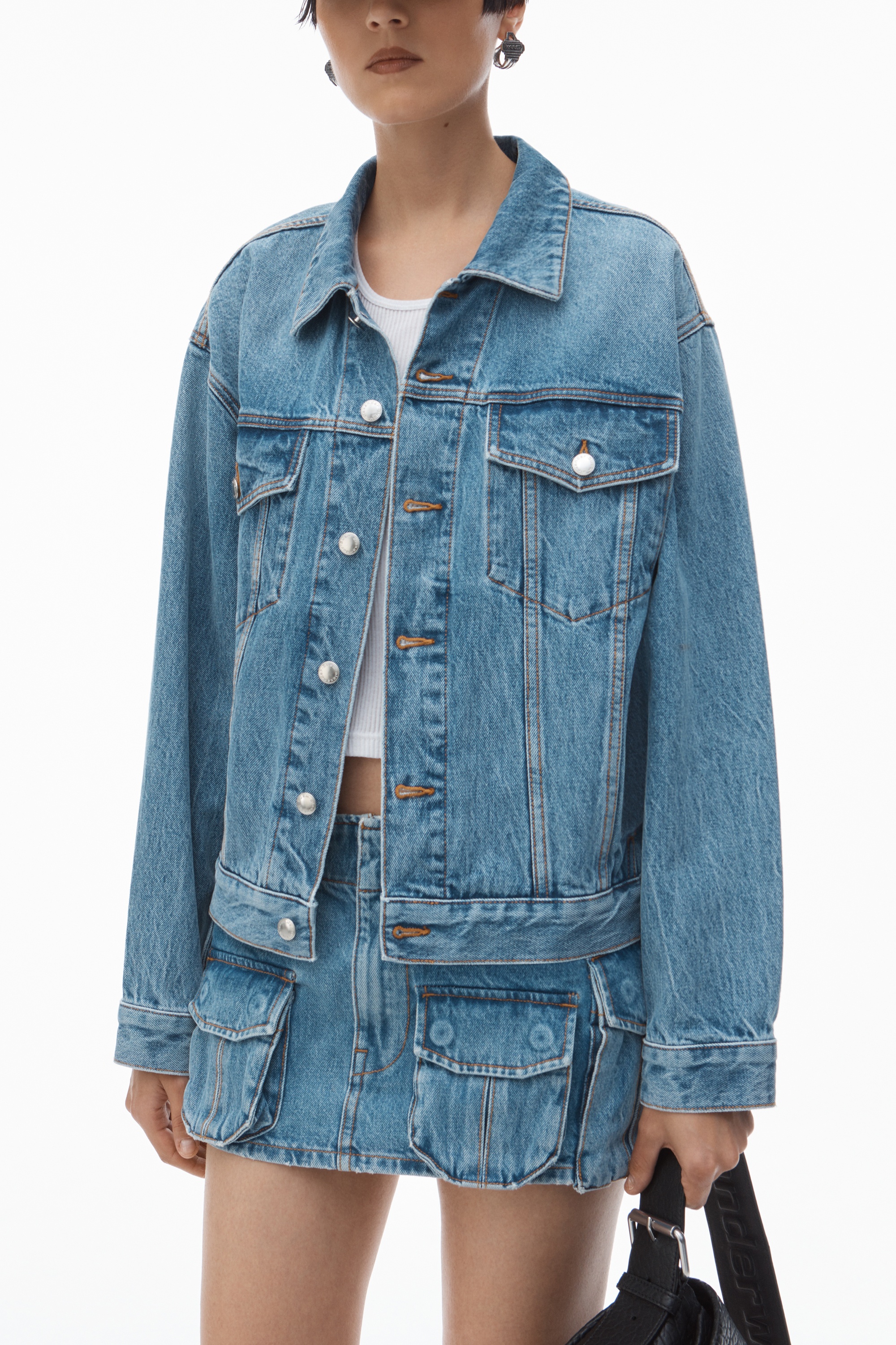 Oversize Trucker Jacket in Cotton Denim - 3