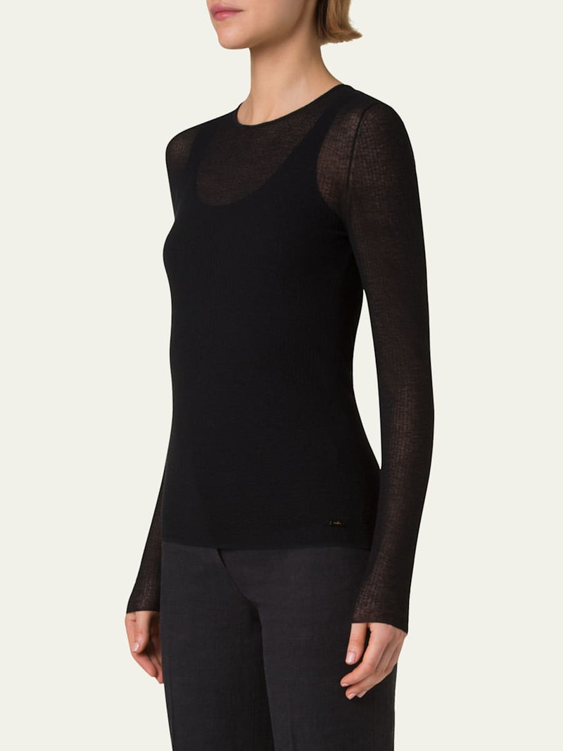 AKRIS Structured Double Layer Cotton-Blend Sweater outlook