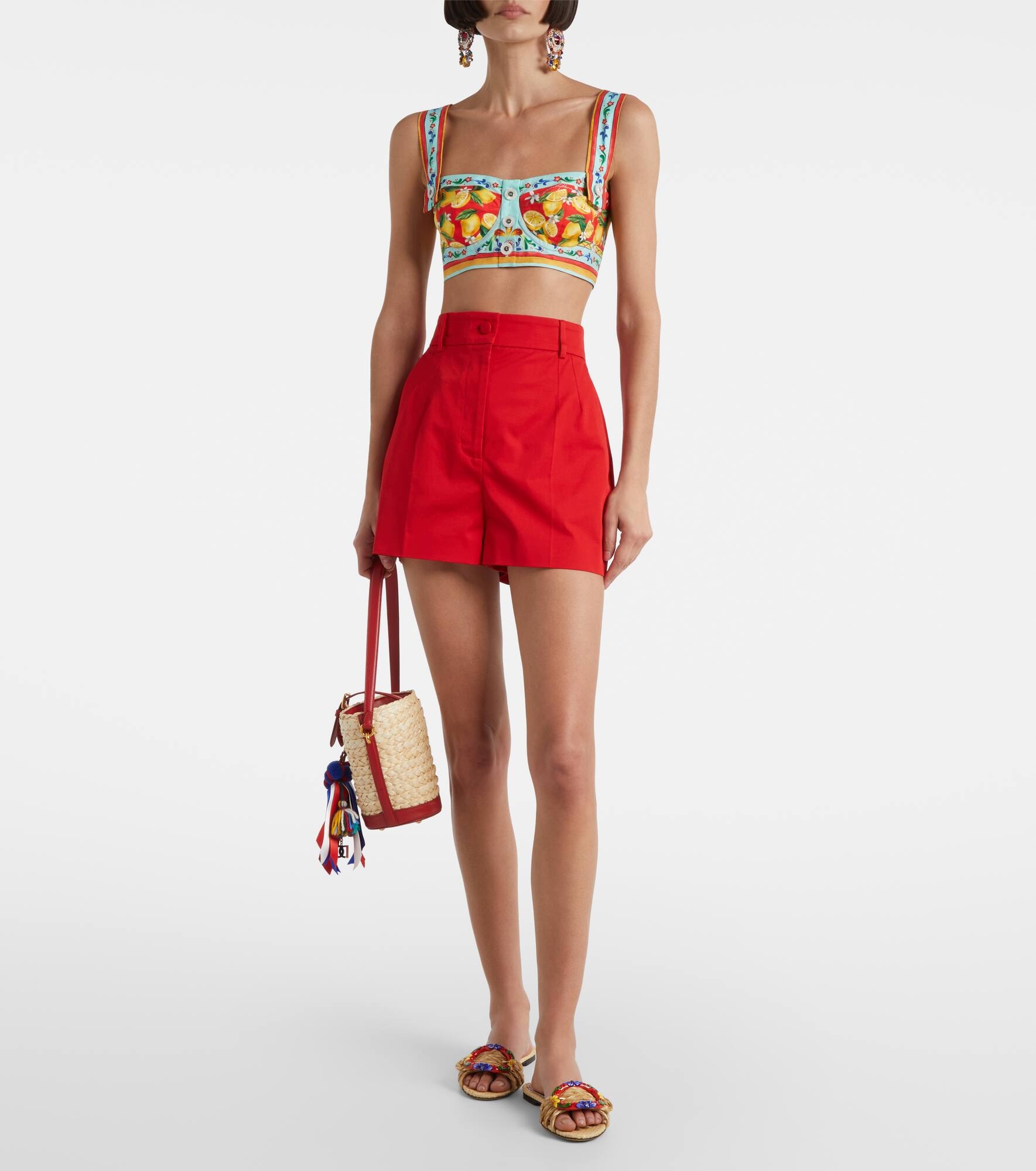 High-rise cotton-blend shorts - 2