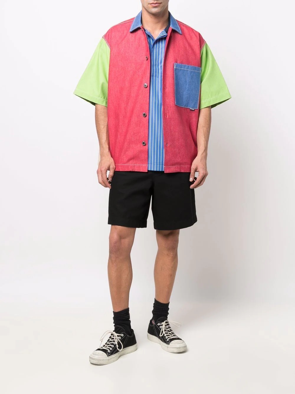 short sleeved colour-block shirt - 2