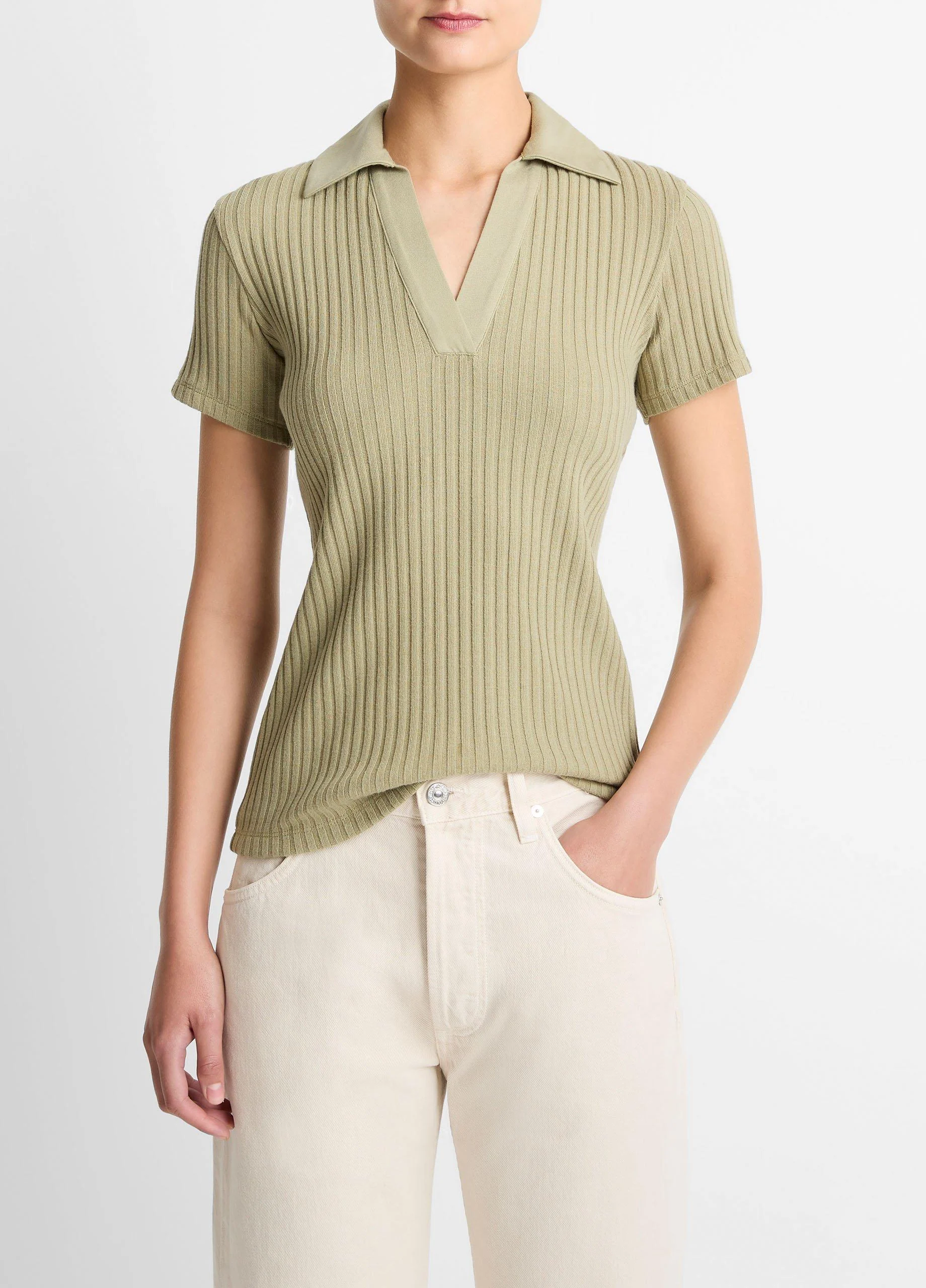 Ribbed Cotton-Blend Polo Shirt - 1