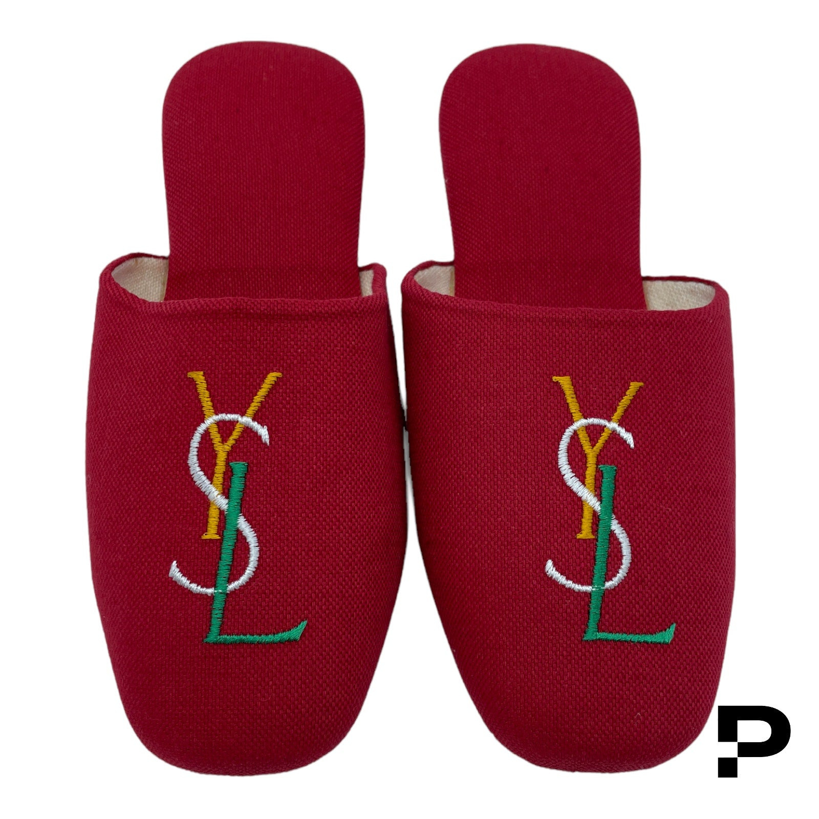 Yves Saint Laurent YSL Twill Logo Slipper - Red - 3