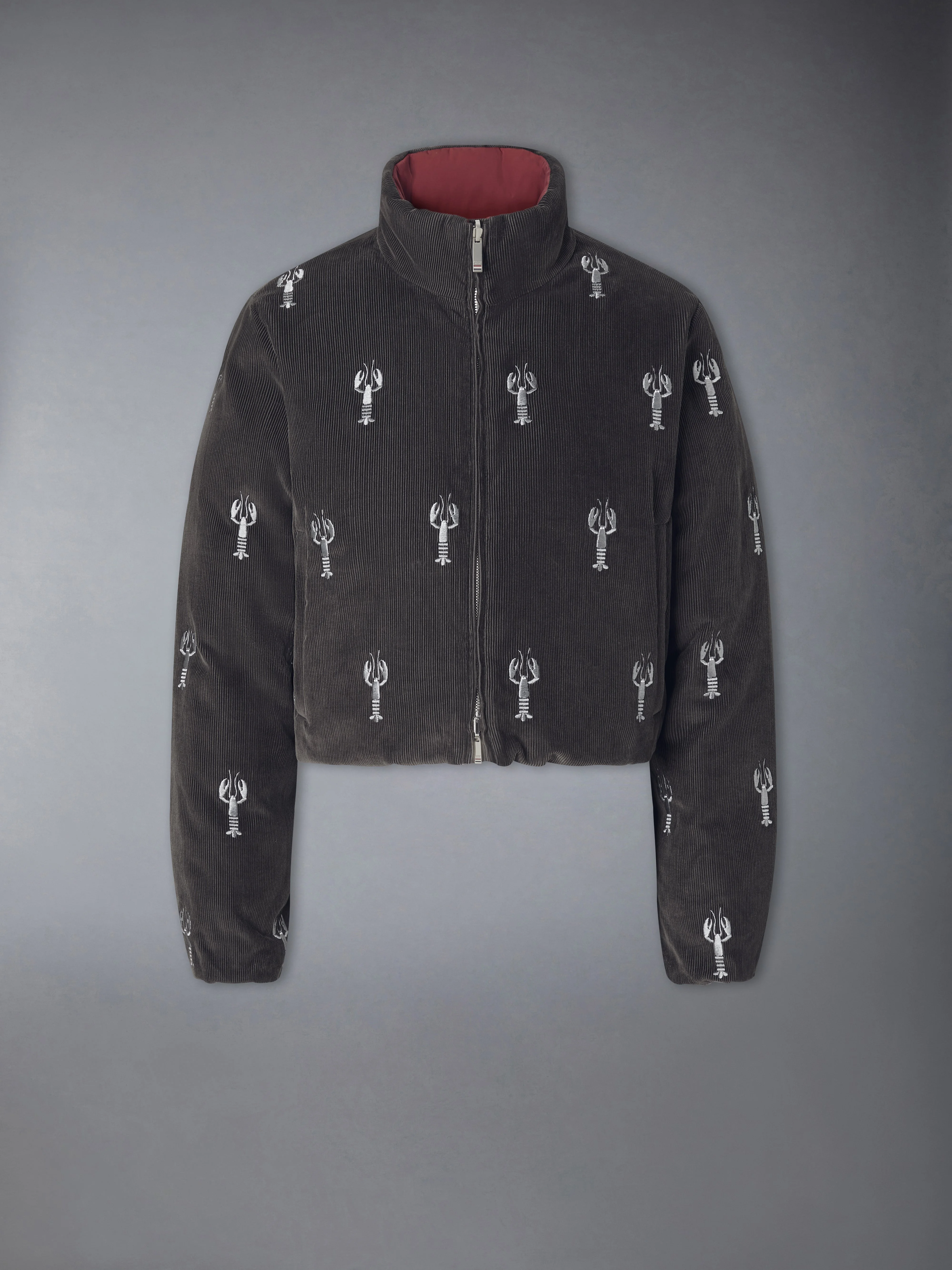CORDUROY LOBSTER STITCH REVERSIBLE CROPPED DOWN JACKET - 1