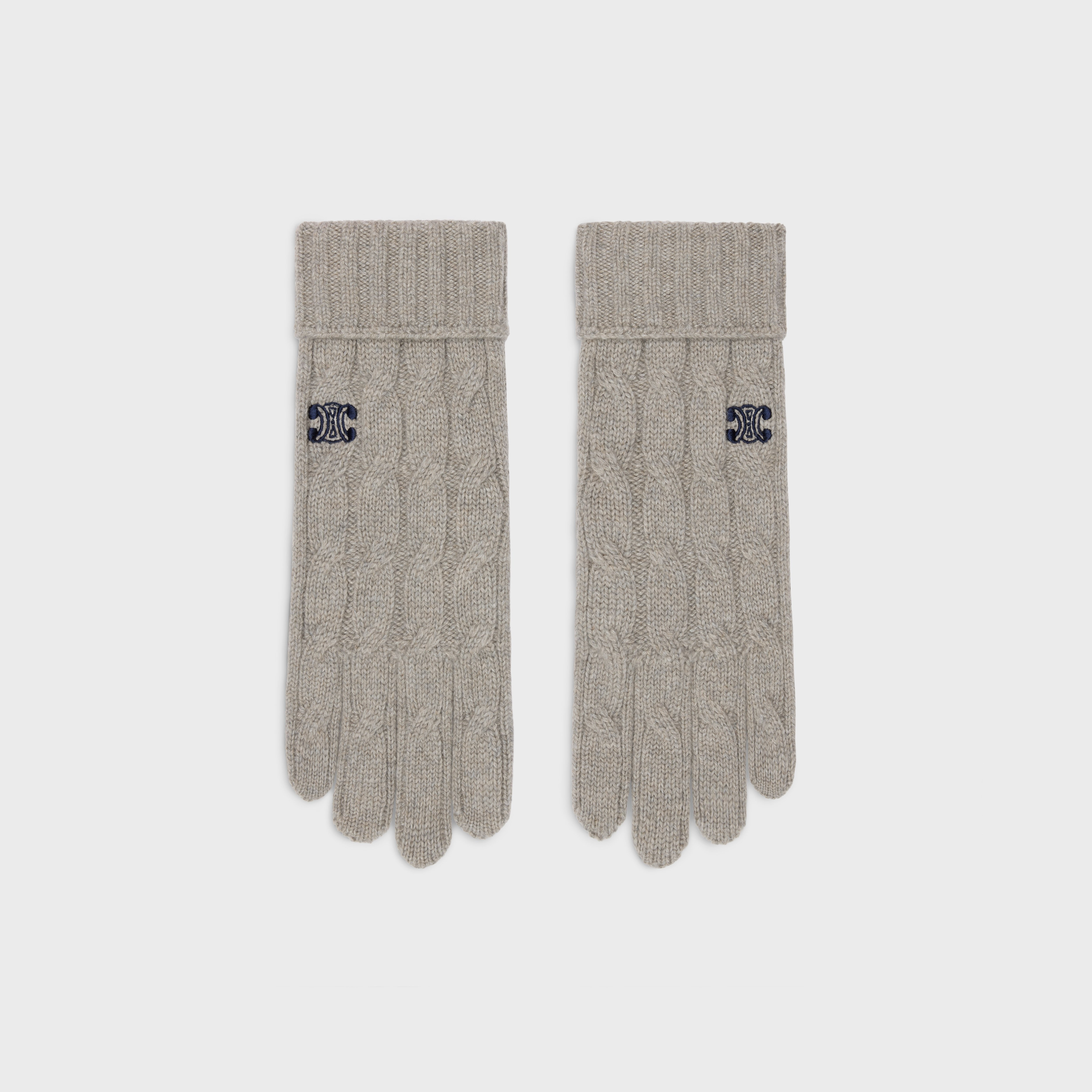 triomphe cable-knit gloves in cashmere - 1