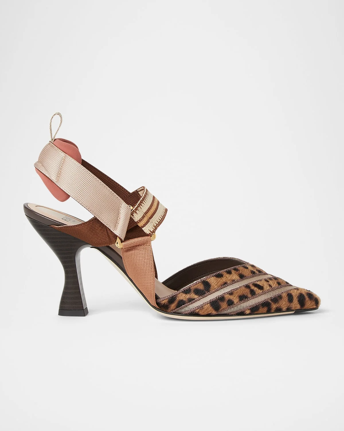 85mm Leopard Colibri Mixed-Media Iconic Slingback Pumps - 1