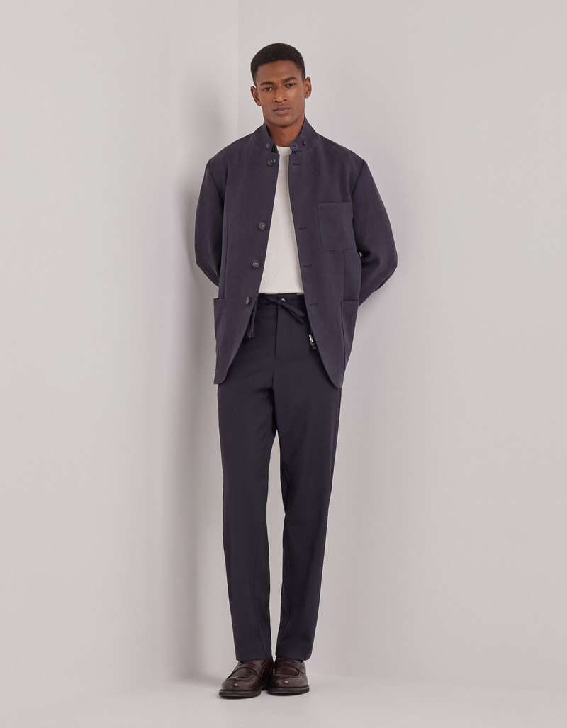 Canali NAVY BLUE REGULAR FIT DRAWSTRING PANTS, CRAFTED FROM WOOL outlook