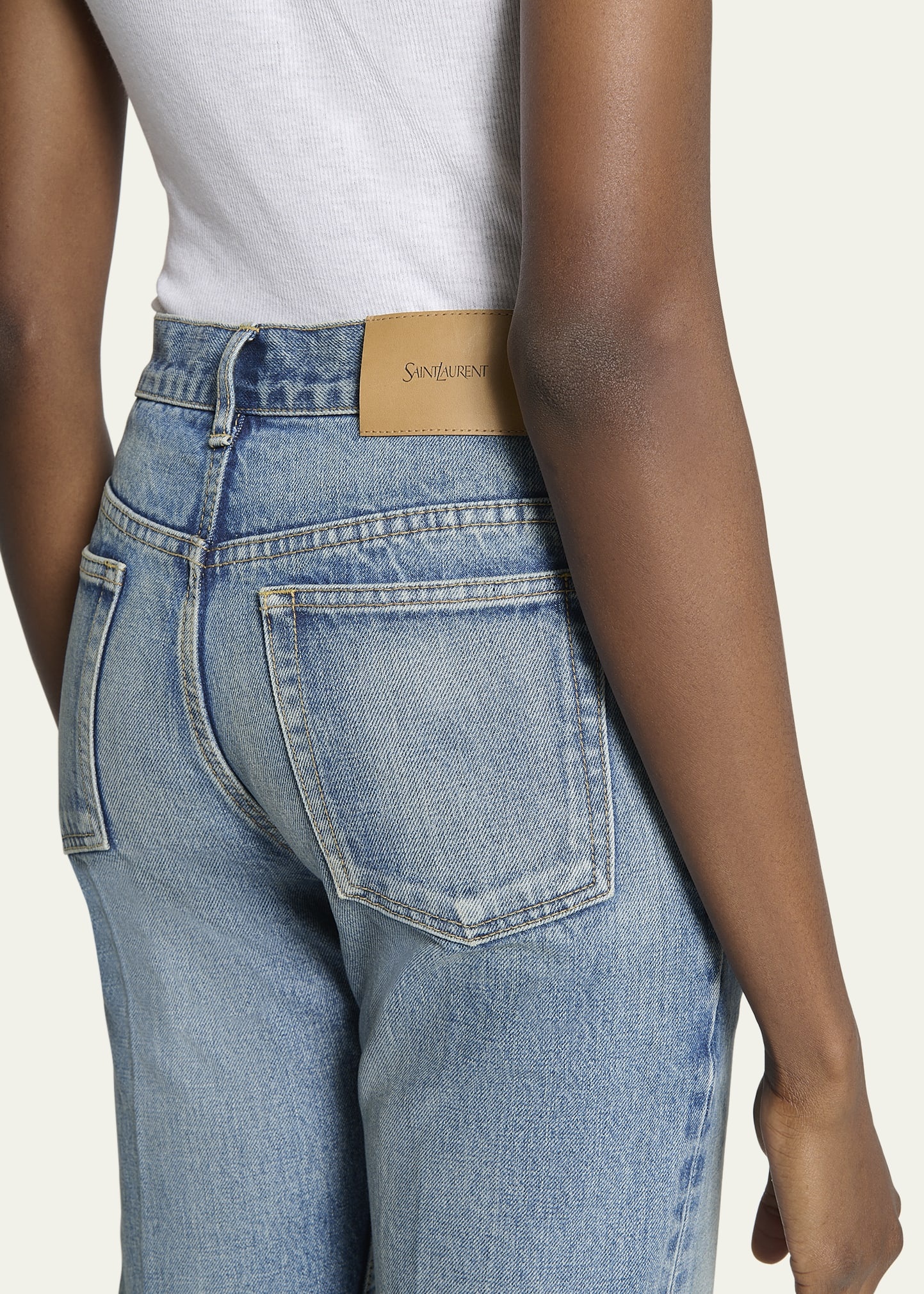 High Waisted Straight Leg Denim Pants - 5
