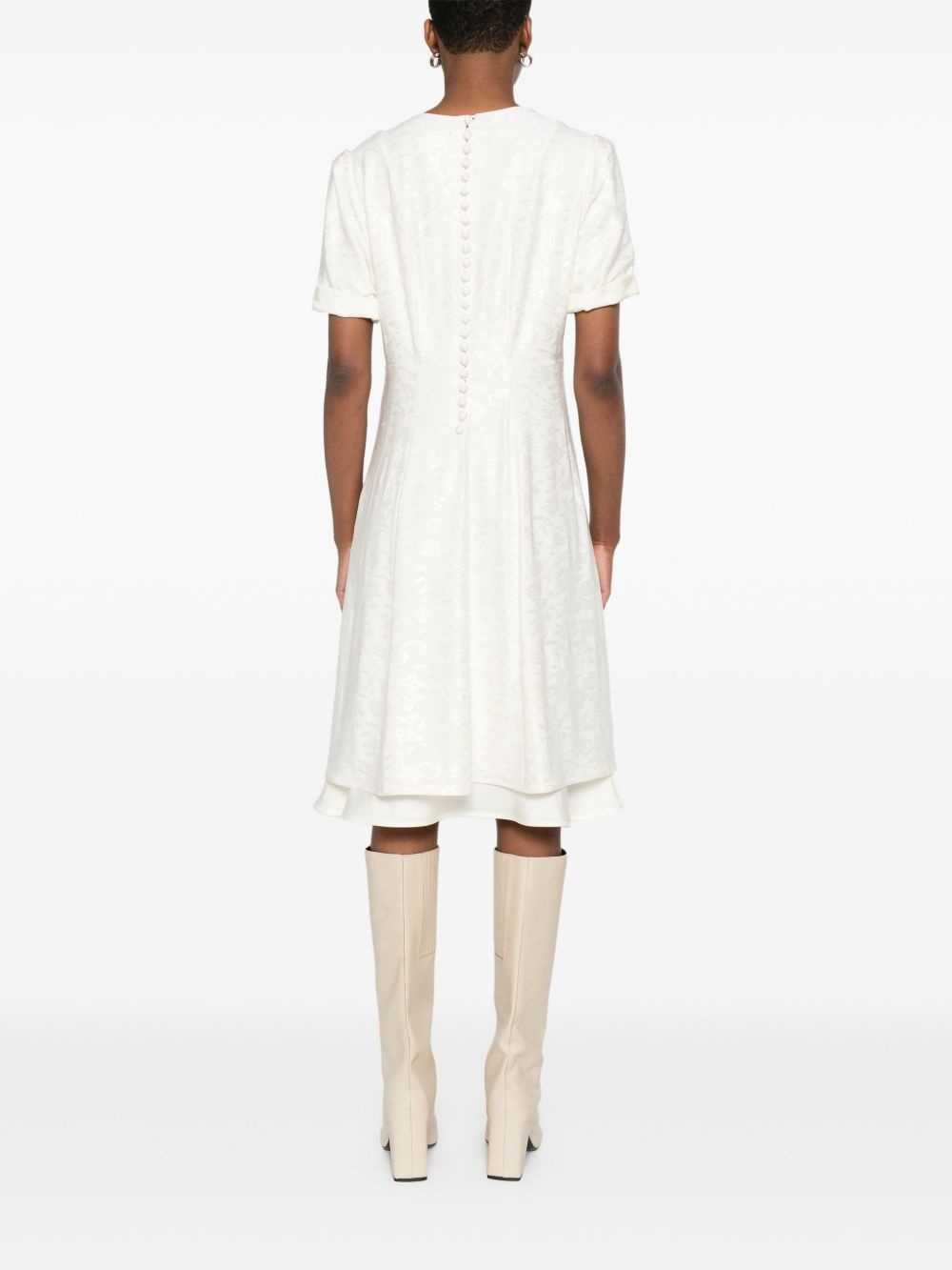 jacquard short-sleeve dress - 4