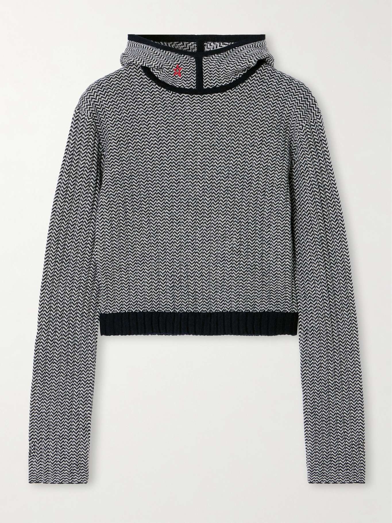 Jazzy jacquard-knit wool and cashmere-blend hoodie - 1