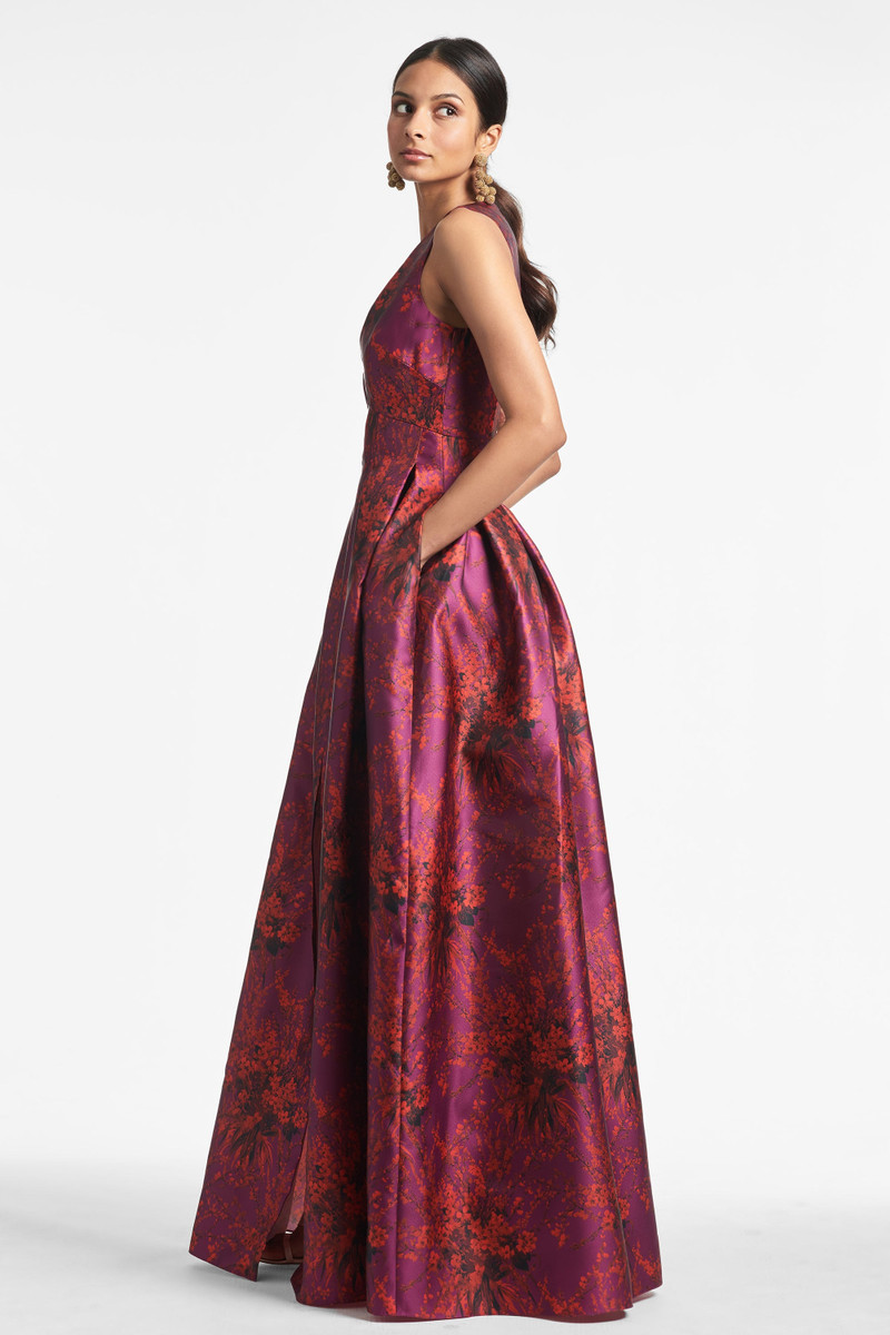 SACHIN & BABI Brooke Gown - Raspberry Bouquet Multi outlook