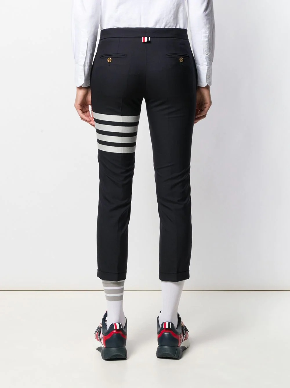 plain weave 4-Bar skinny trousers - 4