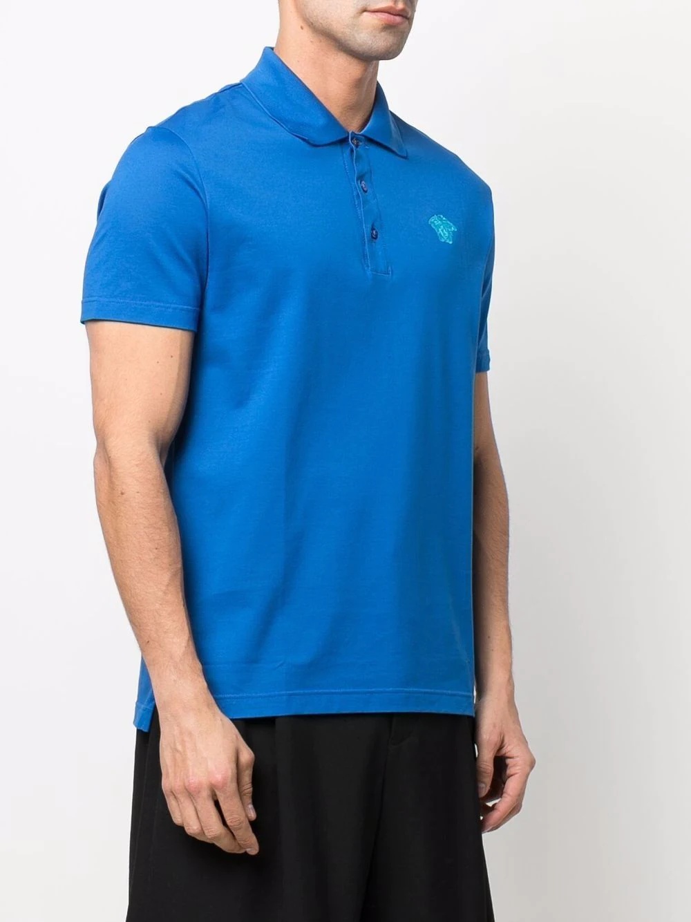 Medusa-embroidered polo shirt - 3