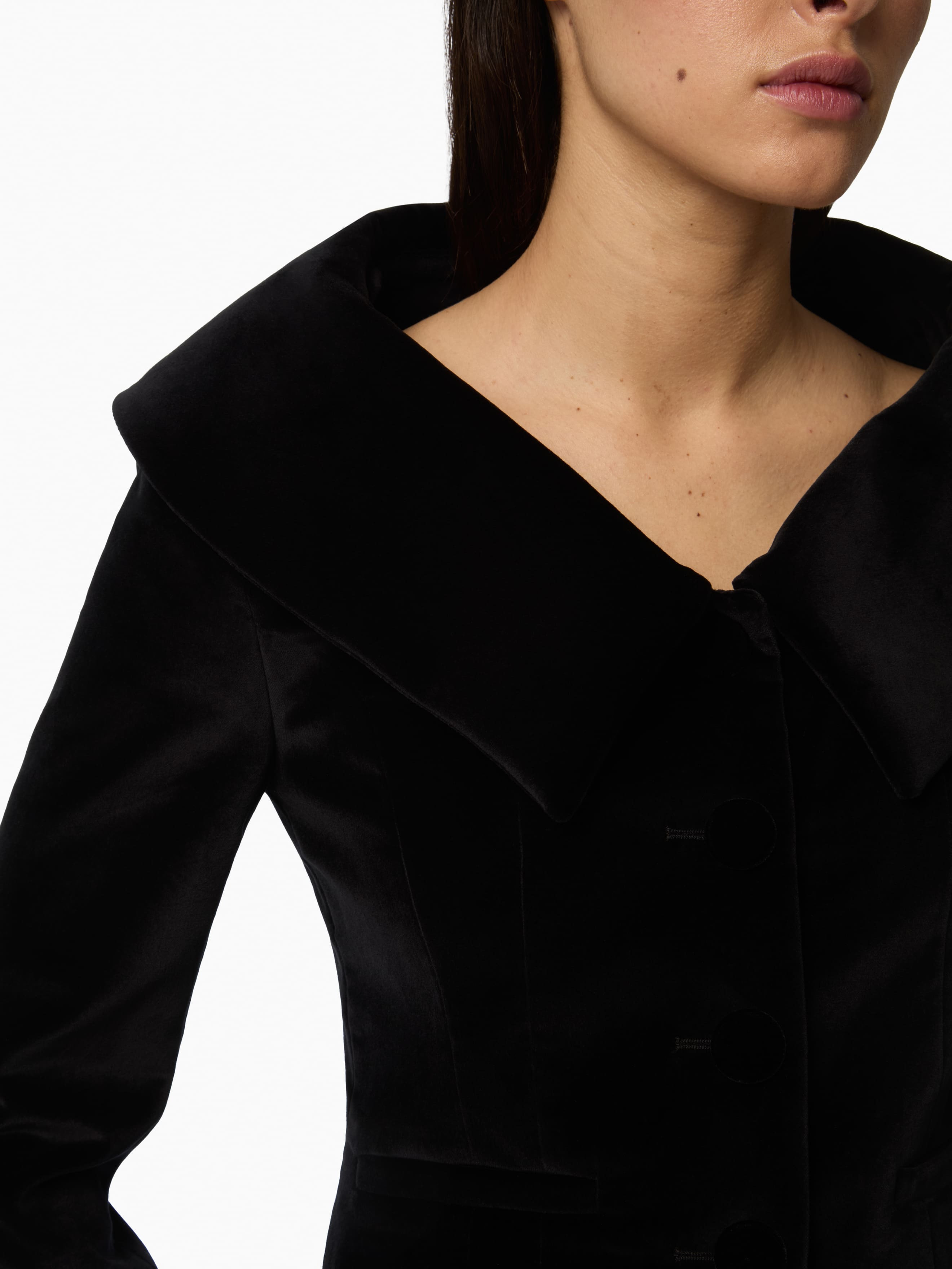 Wide Collar Velvet Jacket - 3