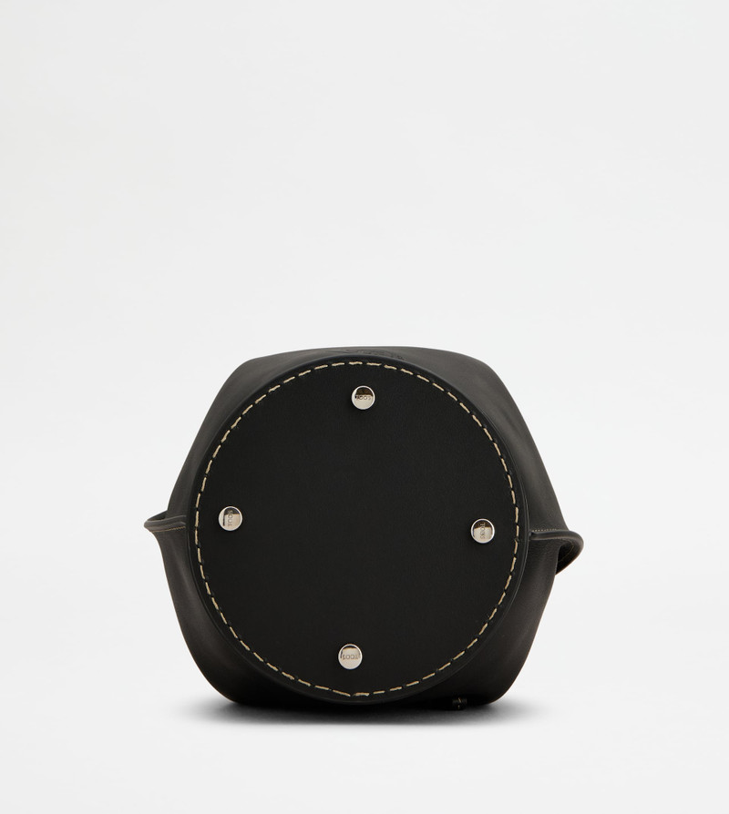 BUCKET BAG IN LEATHER MINI - BLACK 3