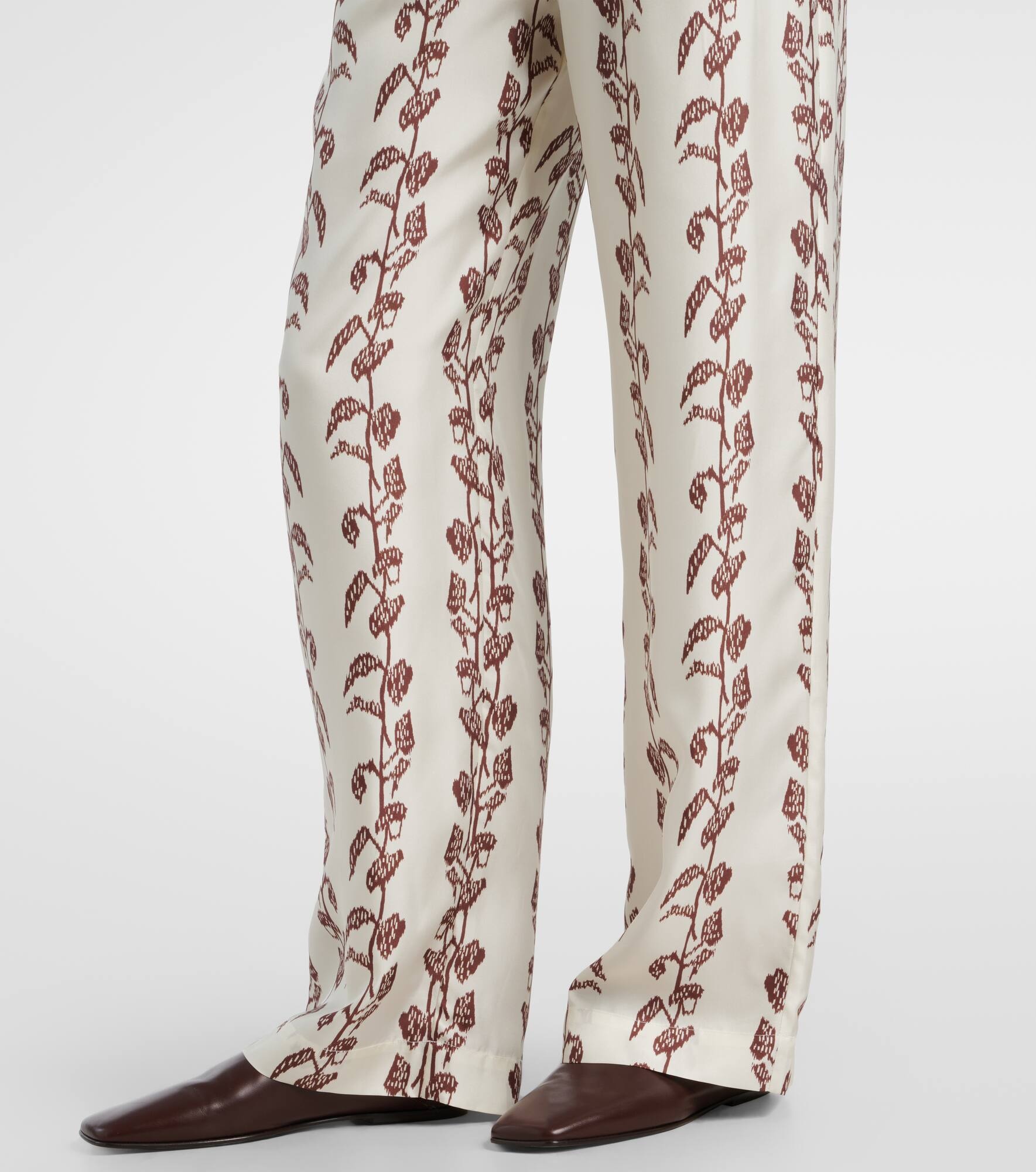 Aurelia silk twill wide-leg pants - 5