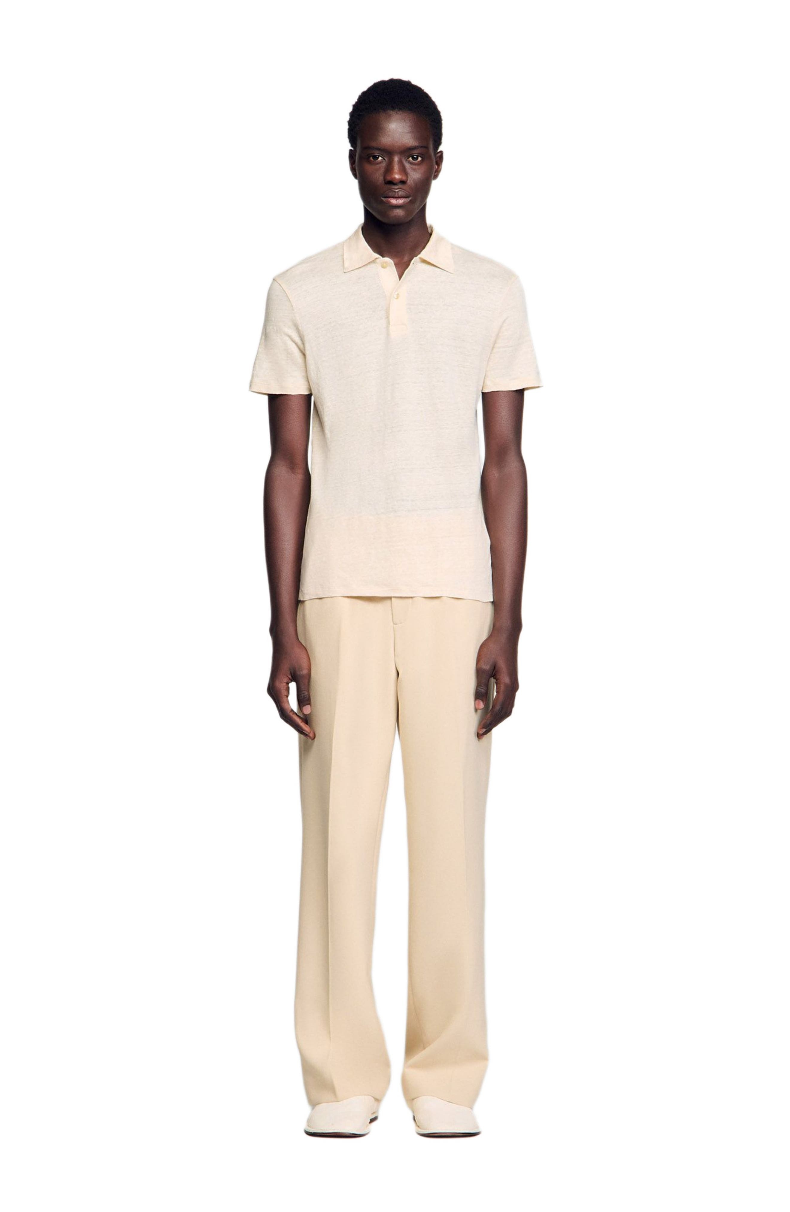 SANDRO Linen polo shirt in Ivory. at Nordstrom - 3