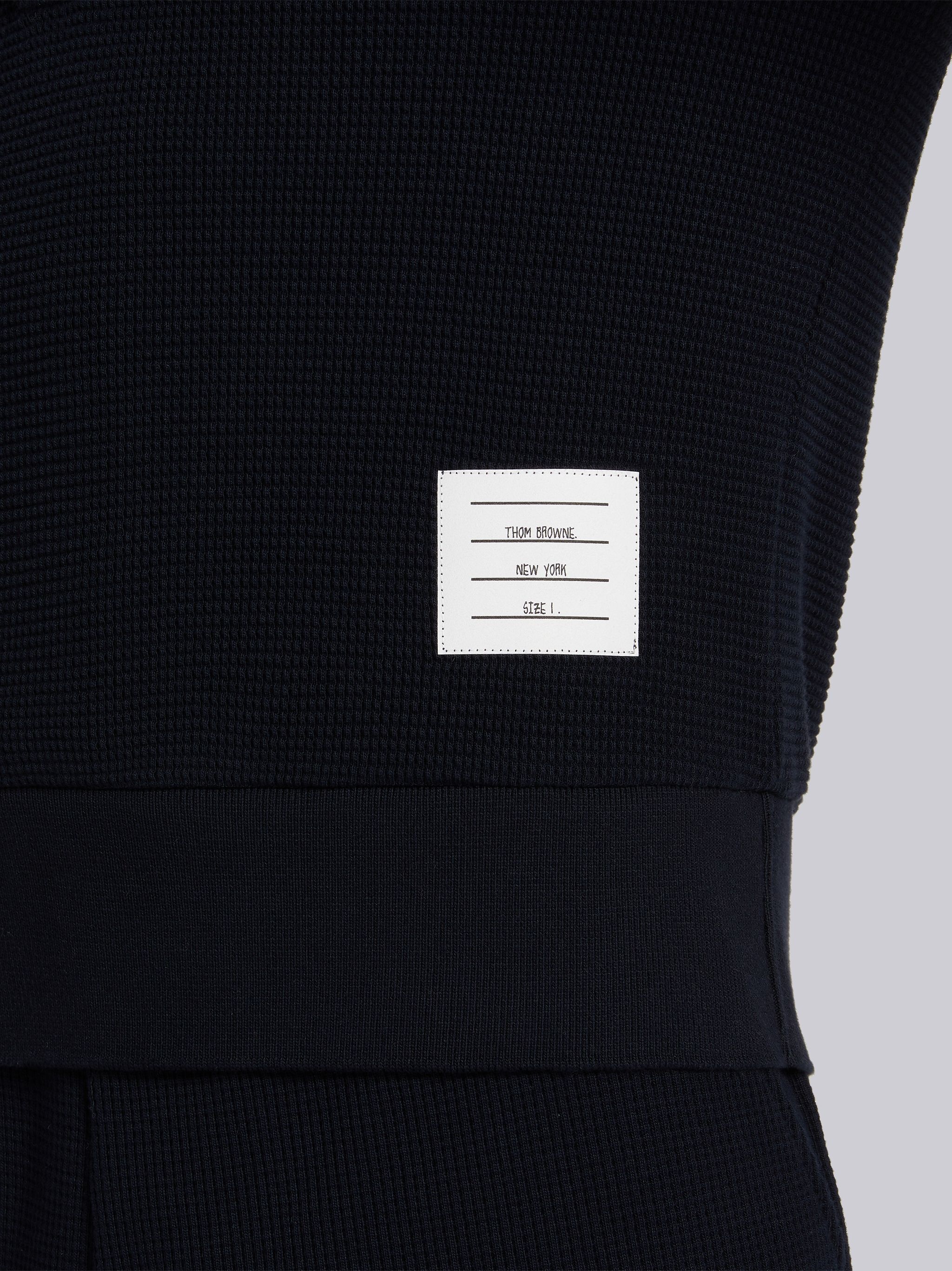 Navy Compact Waffle Rib Cuff 4-Bar Polo - 6