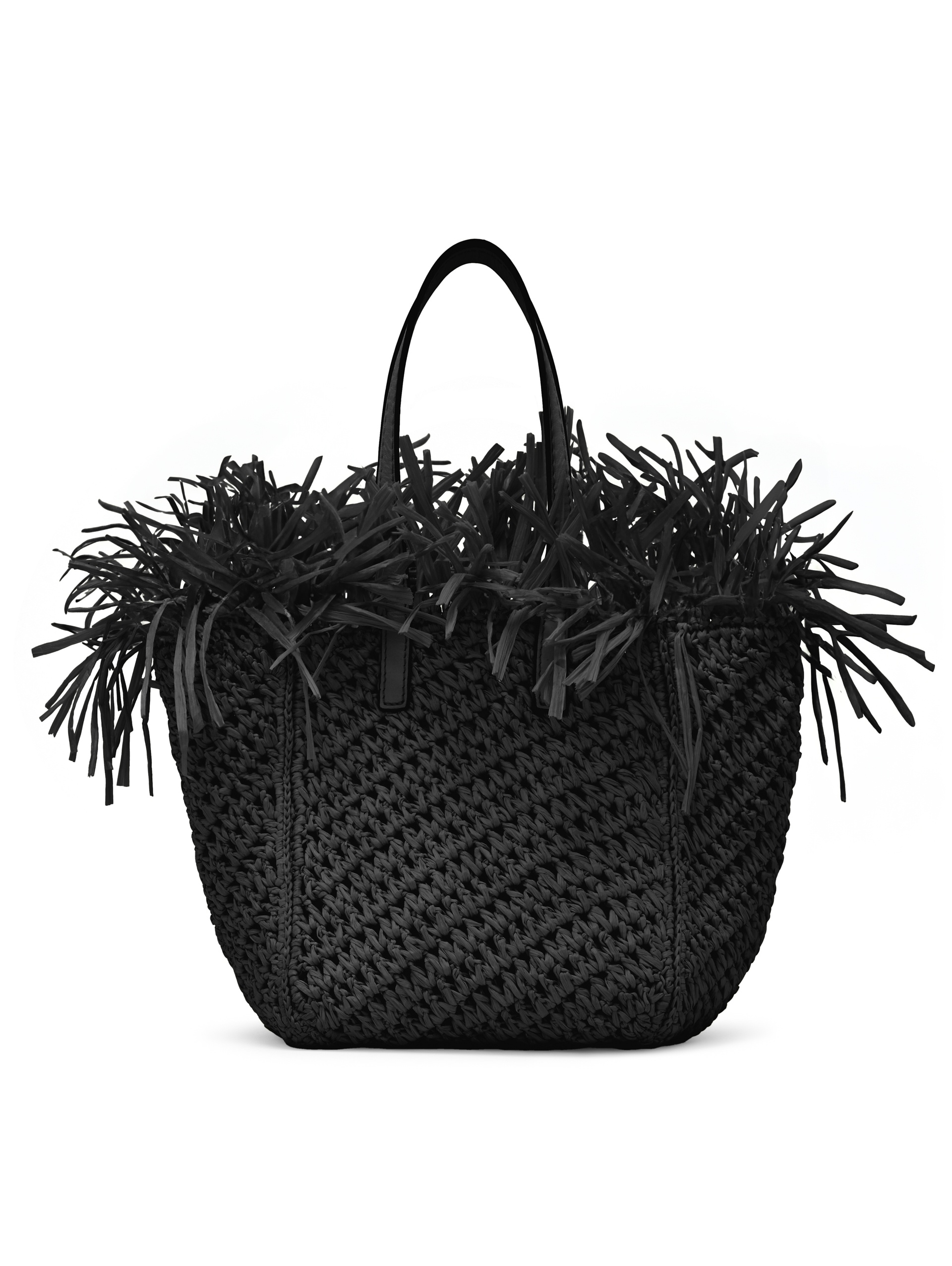 SMALL RAFFIA CROCHET SQUARE TOTE - 1