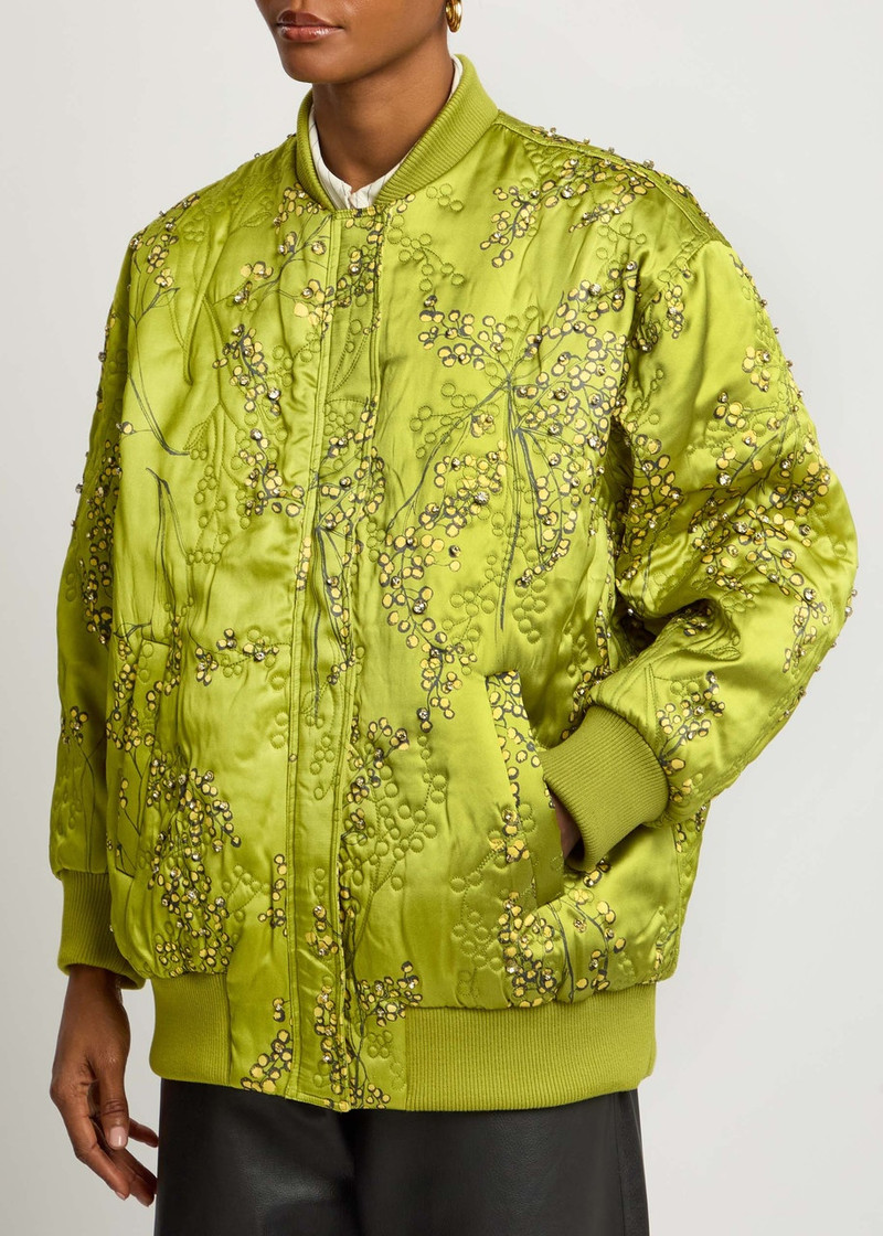 STINE GOYA Stine Goya Floral-print Embellished Satin Bomber Jacket outlook