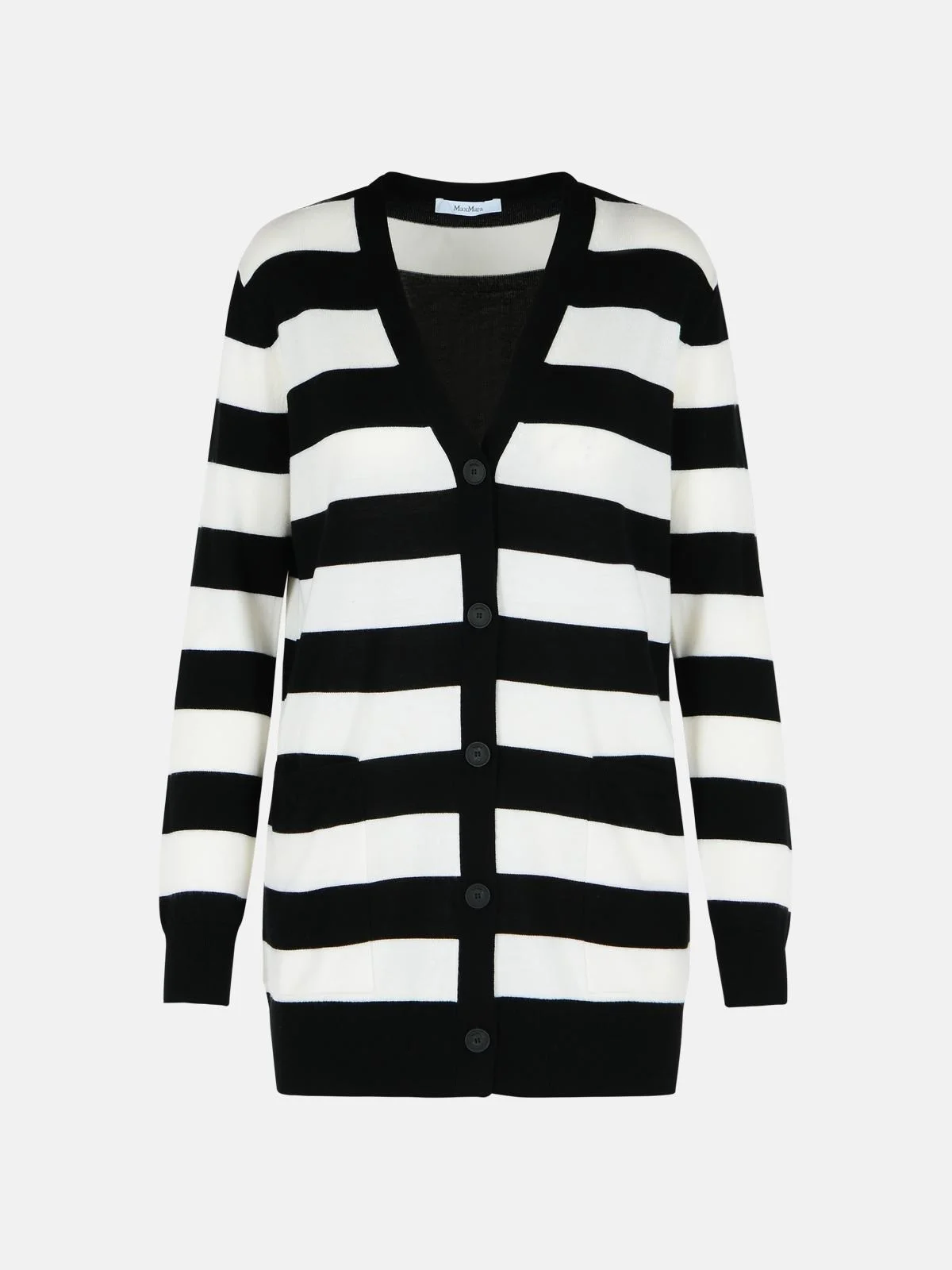 'FIEMME' TWO-TONE VIRGIN WOOL CARDIGAN - 1