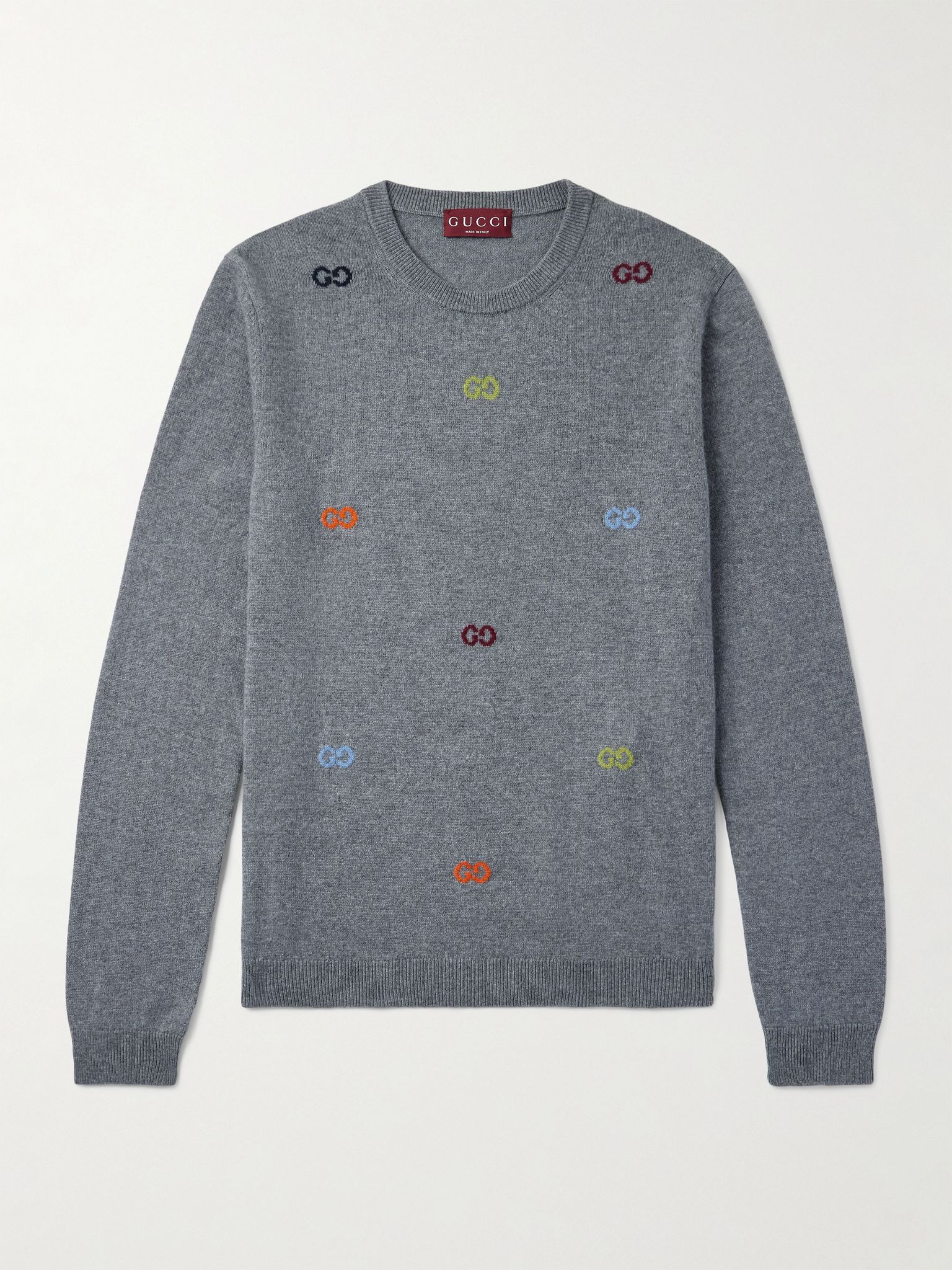 Logo-Intarsia Cashmere Sweater Gray - 1