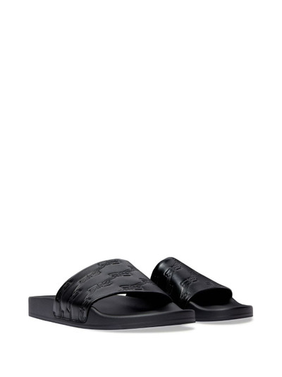 BALENCIAGA BB-monogram leather pool slides outlook