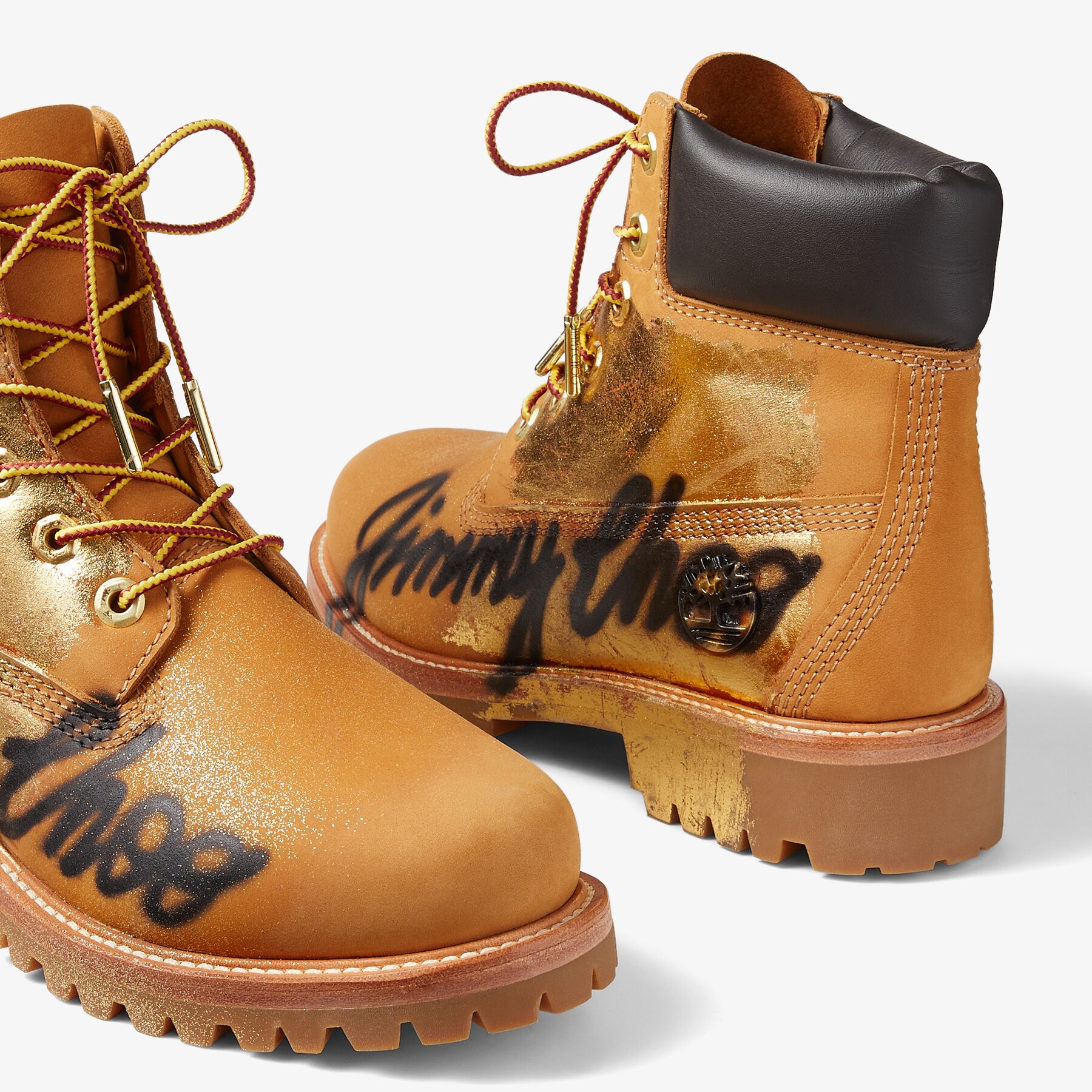 JIMMY CHOO X TIMBERLAND 6 INCH GRAFFITI BOOT
Wheat Timberland Nubuck Ankle Boots with Jimmy Choo Gra - 4