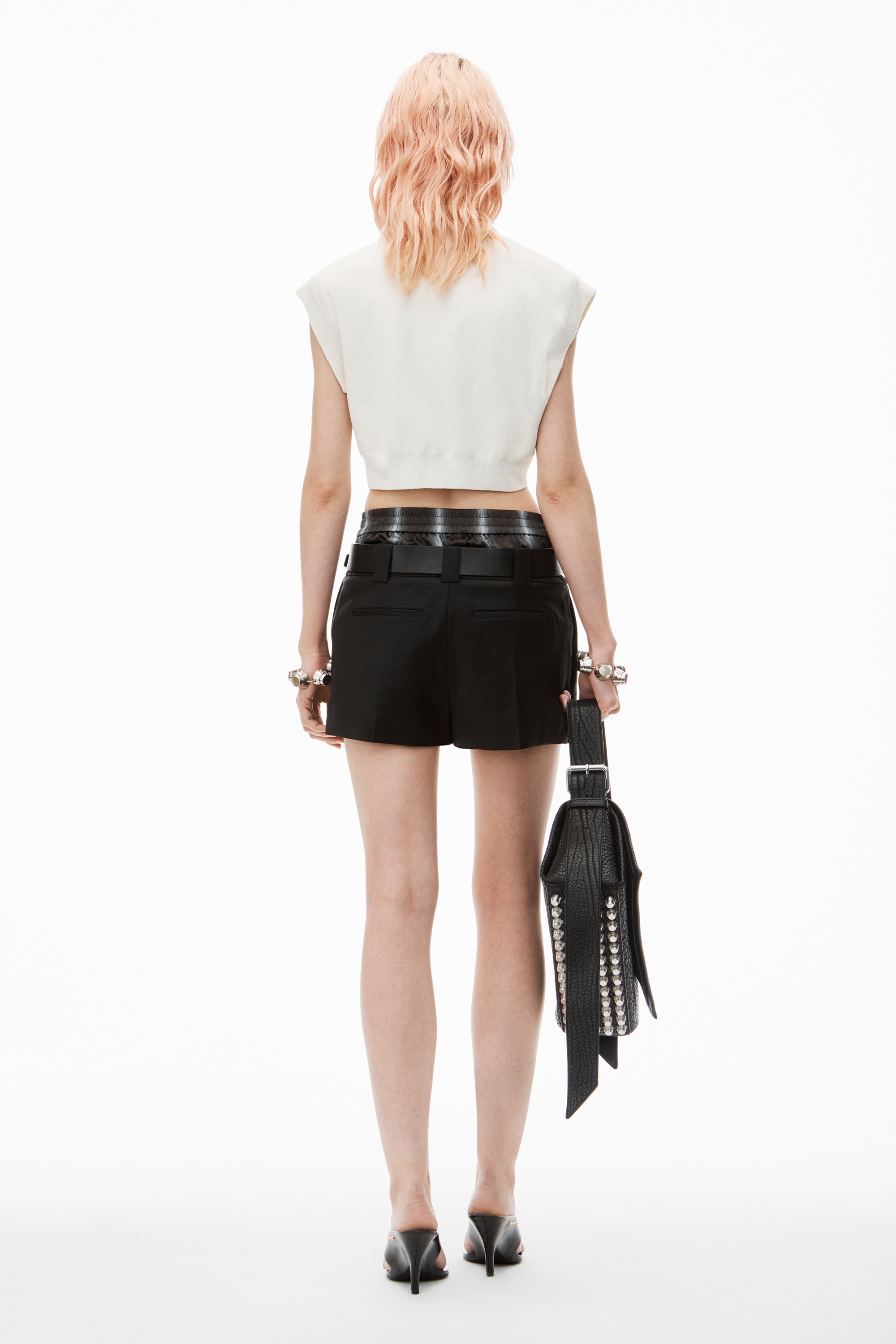 Logo Embossed Cropped Vest in Soft Chenille - 4