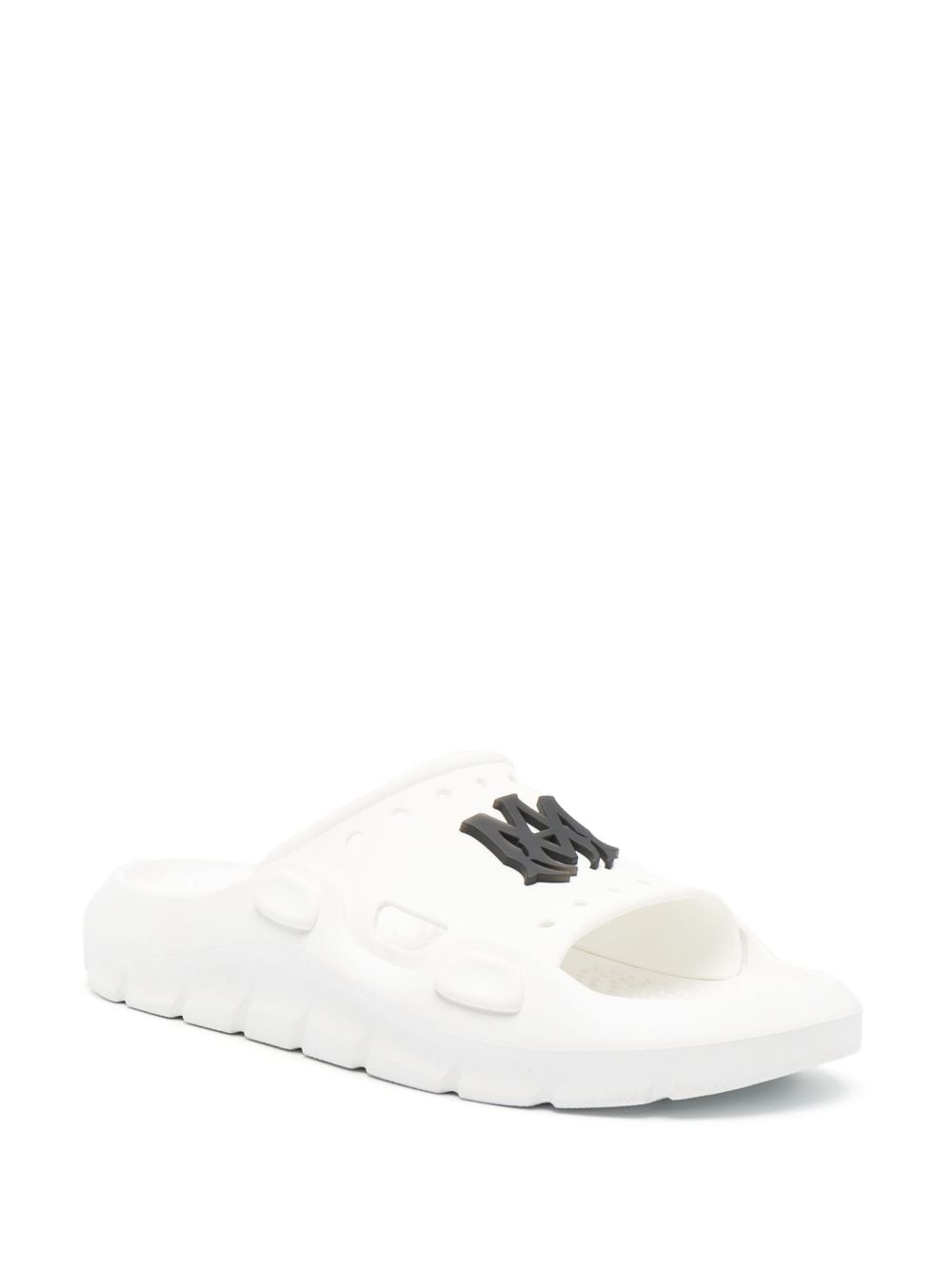 logo-patch round-toe slides - 2