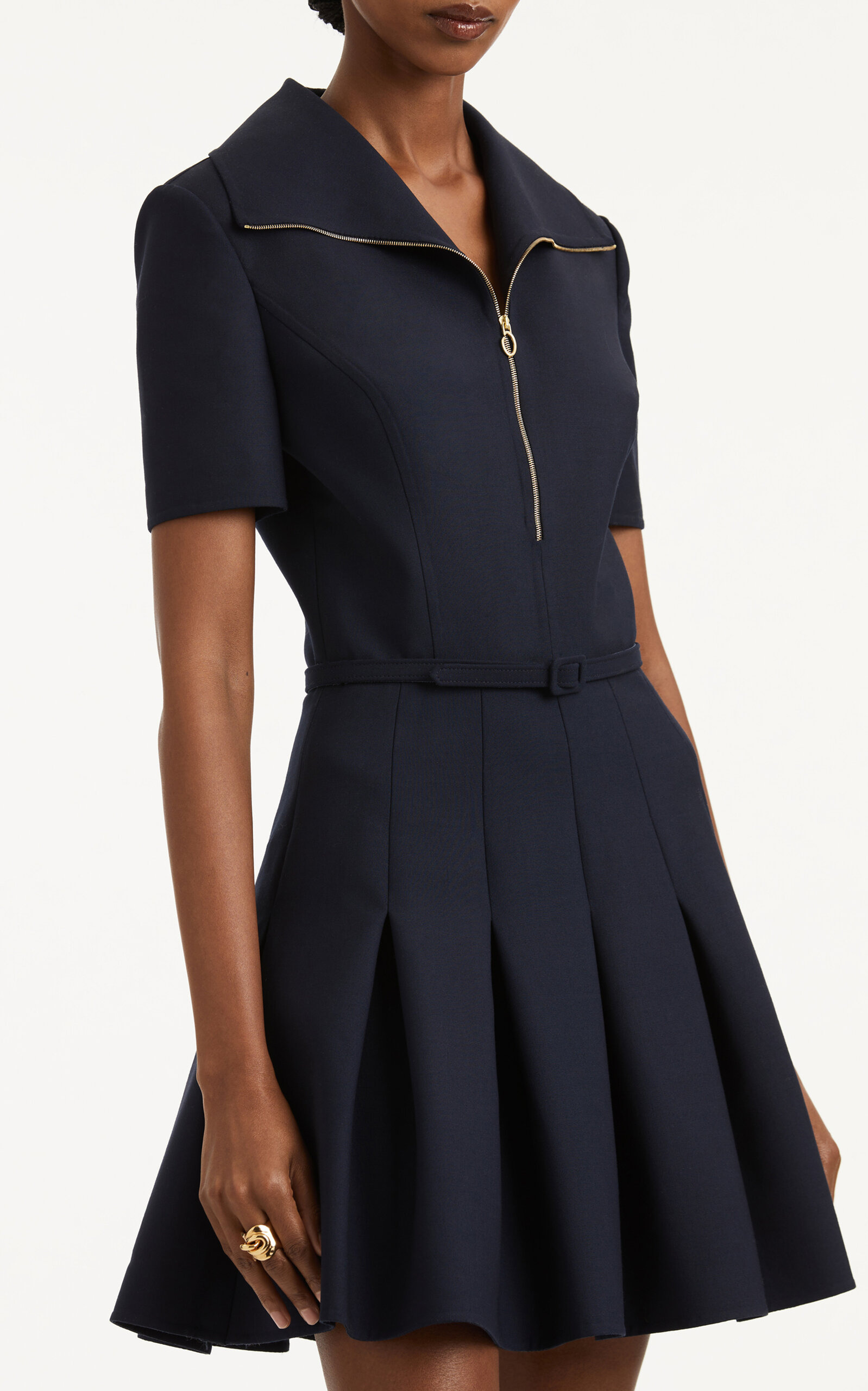 Zip-Detailed Wool-Blend Mini Dress navy - 5