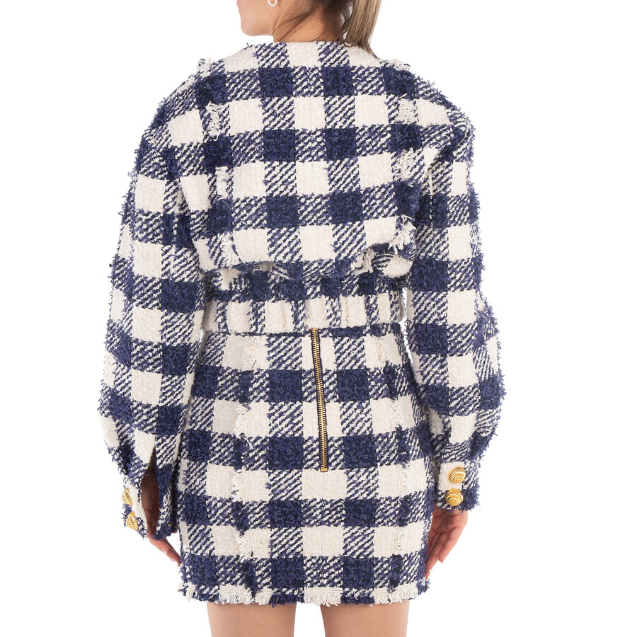 Balmain Tweed Crop Bomber Jacket - 3