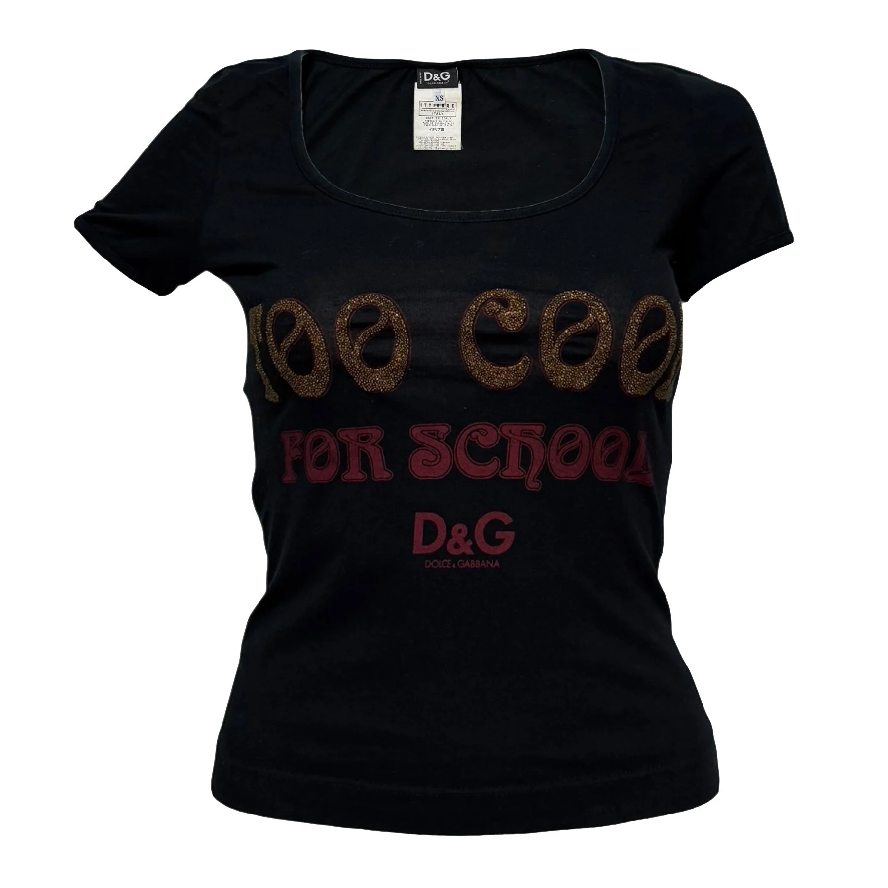 D&G "TOO COOL FOR SCHOOL" Back-Open Logo T-Shirt - 1