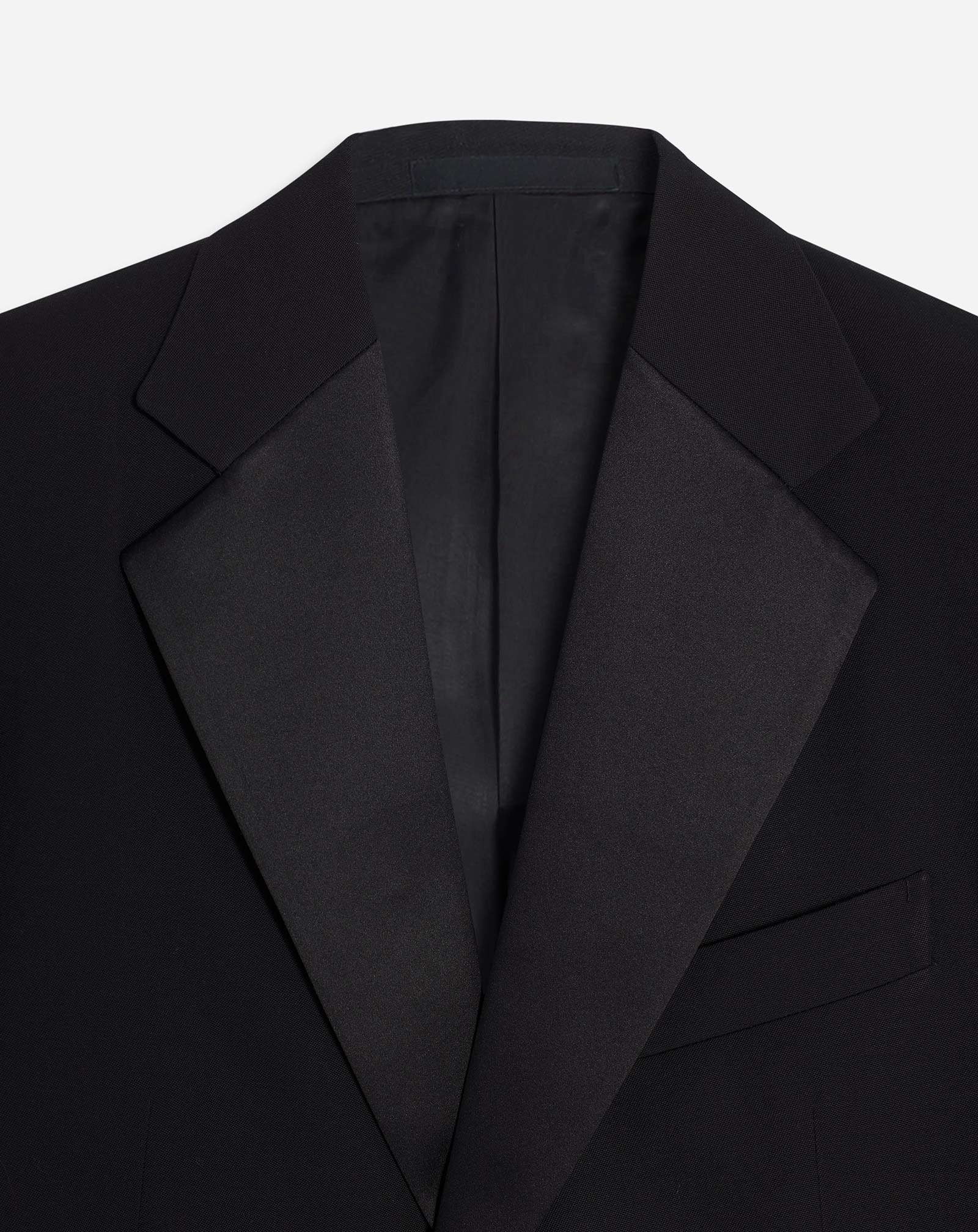 SINGLE-BREASTED FLAP POCKETS JACKET WITH SATIN LAPELS - 2