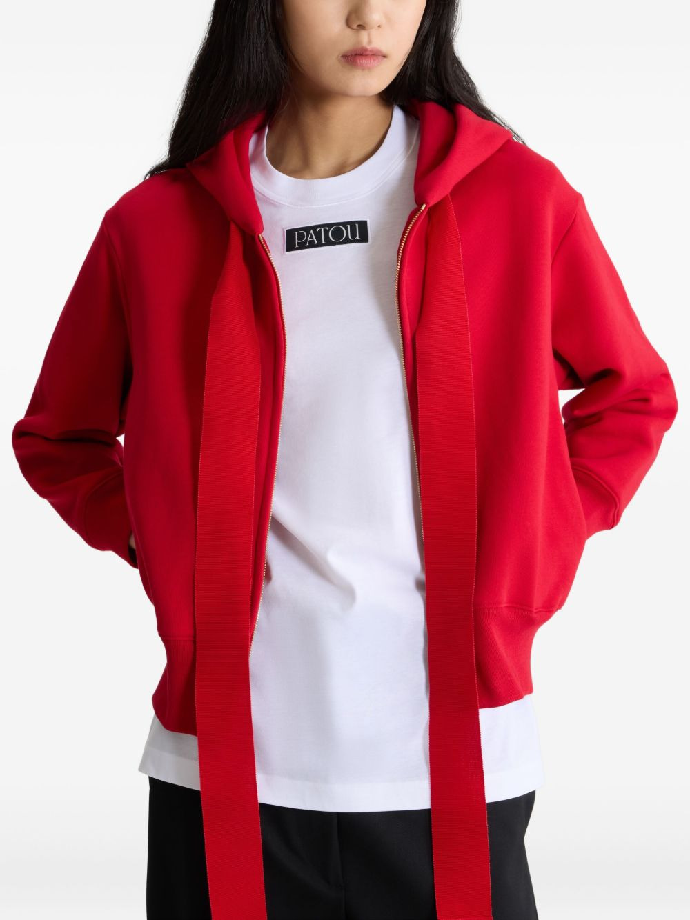 logo-embroidered zip-up hoodie - 4