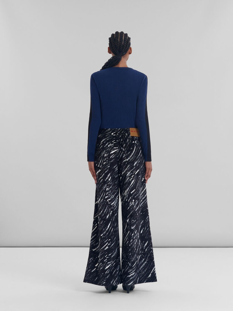 BLACK FLOCKED LOOSE JEANS WITH CRAYON PRINT 3