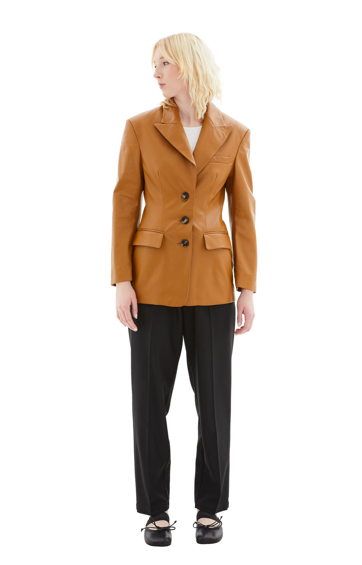 WOMEN'S LEATHER JACKET (BROWN) - 2
