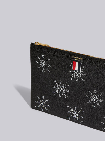 Thom Browne Black Pebble Grain Leather 3d Snowflake Print Small Document Holder outlook