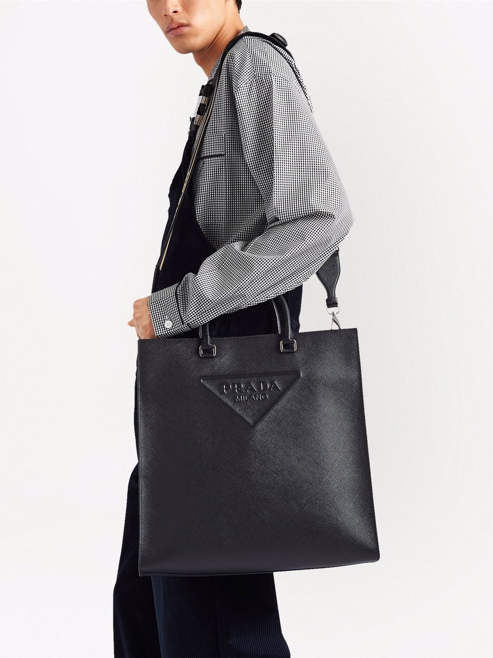 logo-embossed Saffiano leather tote - 6