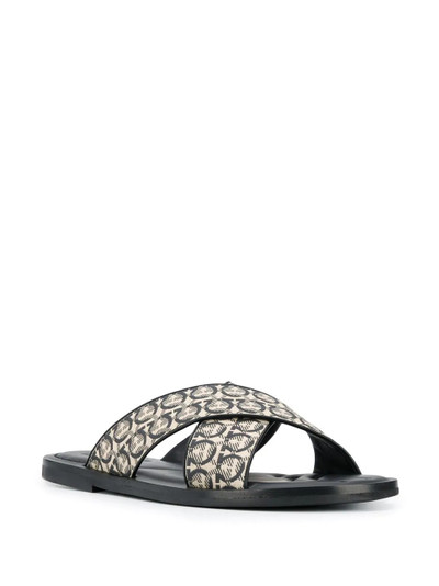 Salvatore Ferragamo Gancini printed pool slides outlook