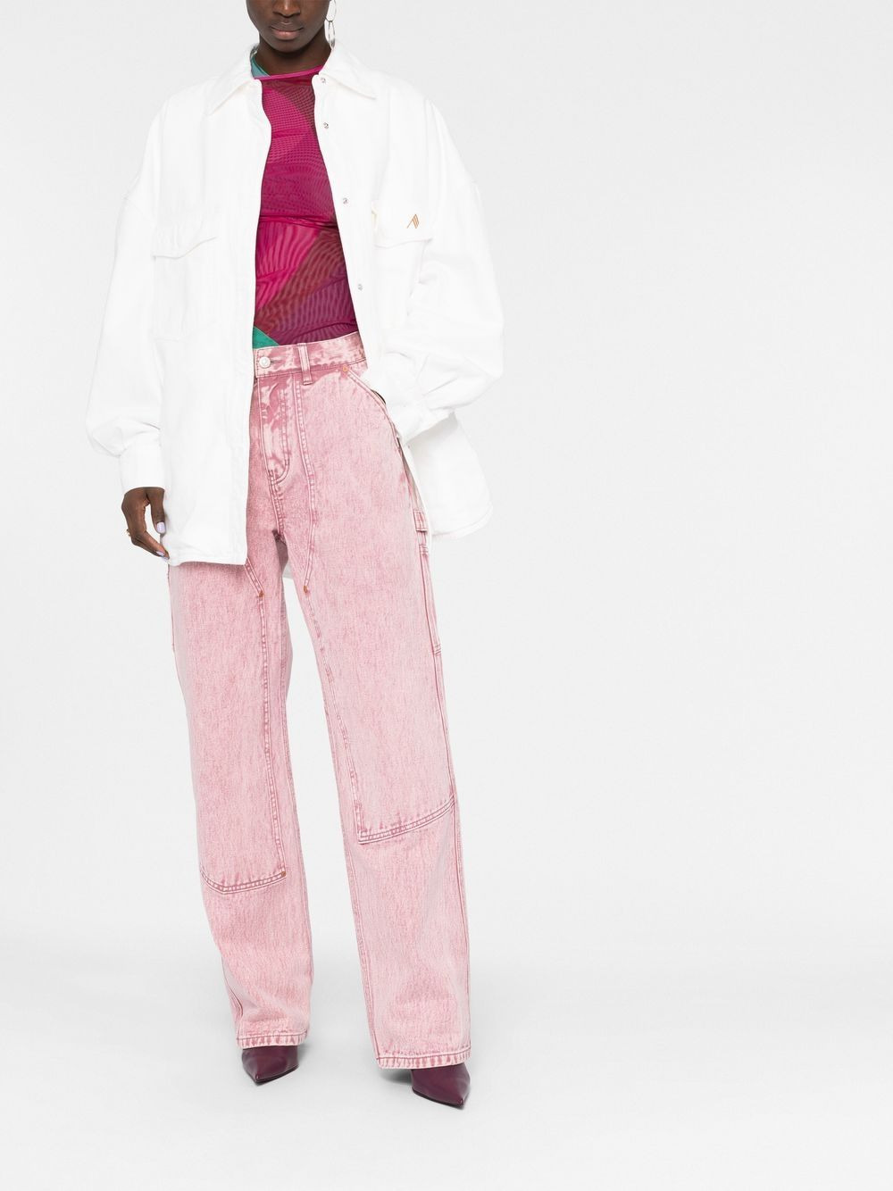 logo-embroidered shirt jacket - 2
