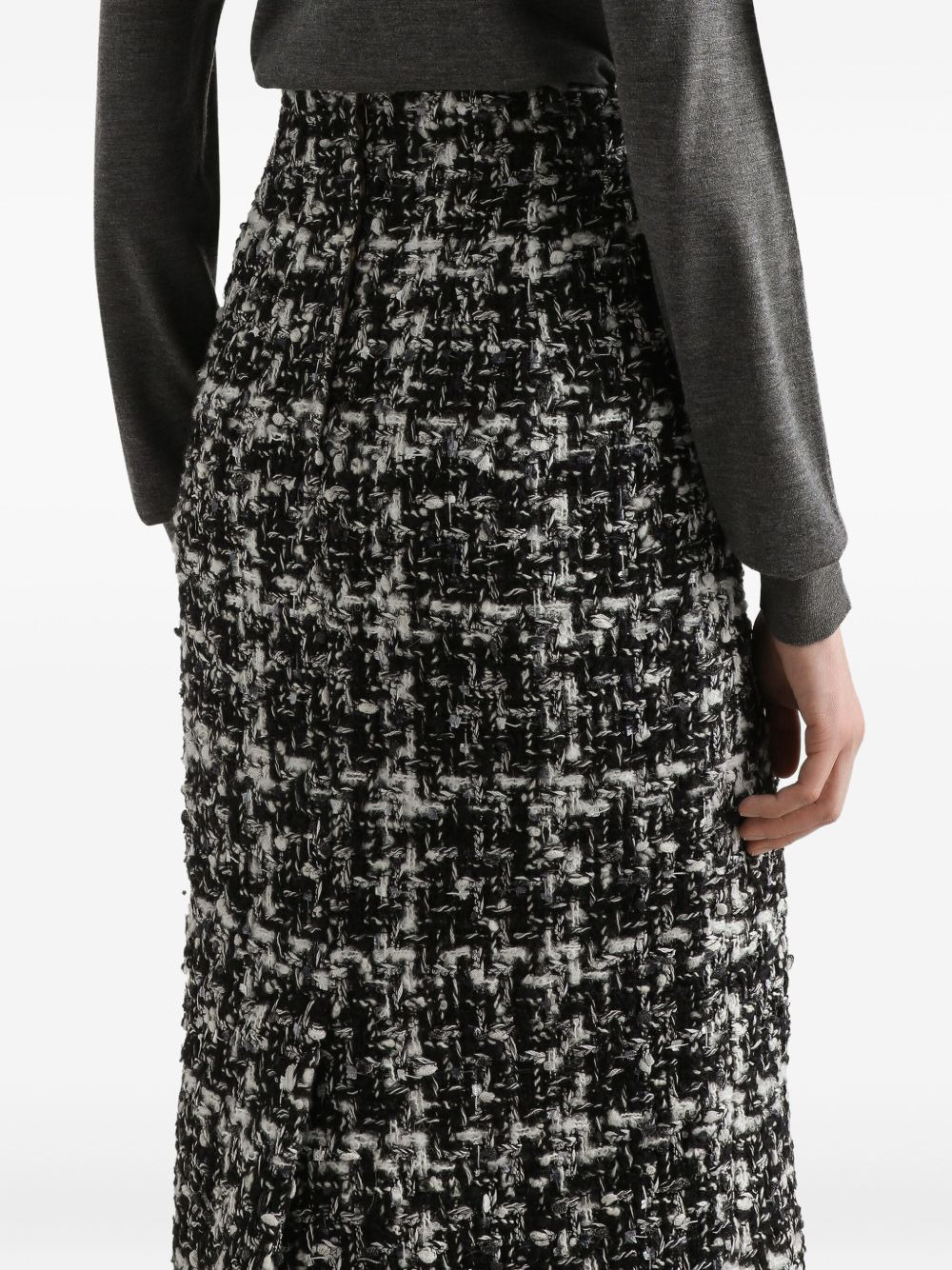 tweed checked midi skirt - 4