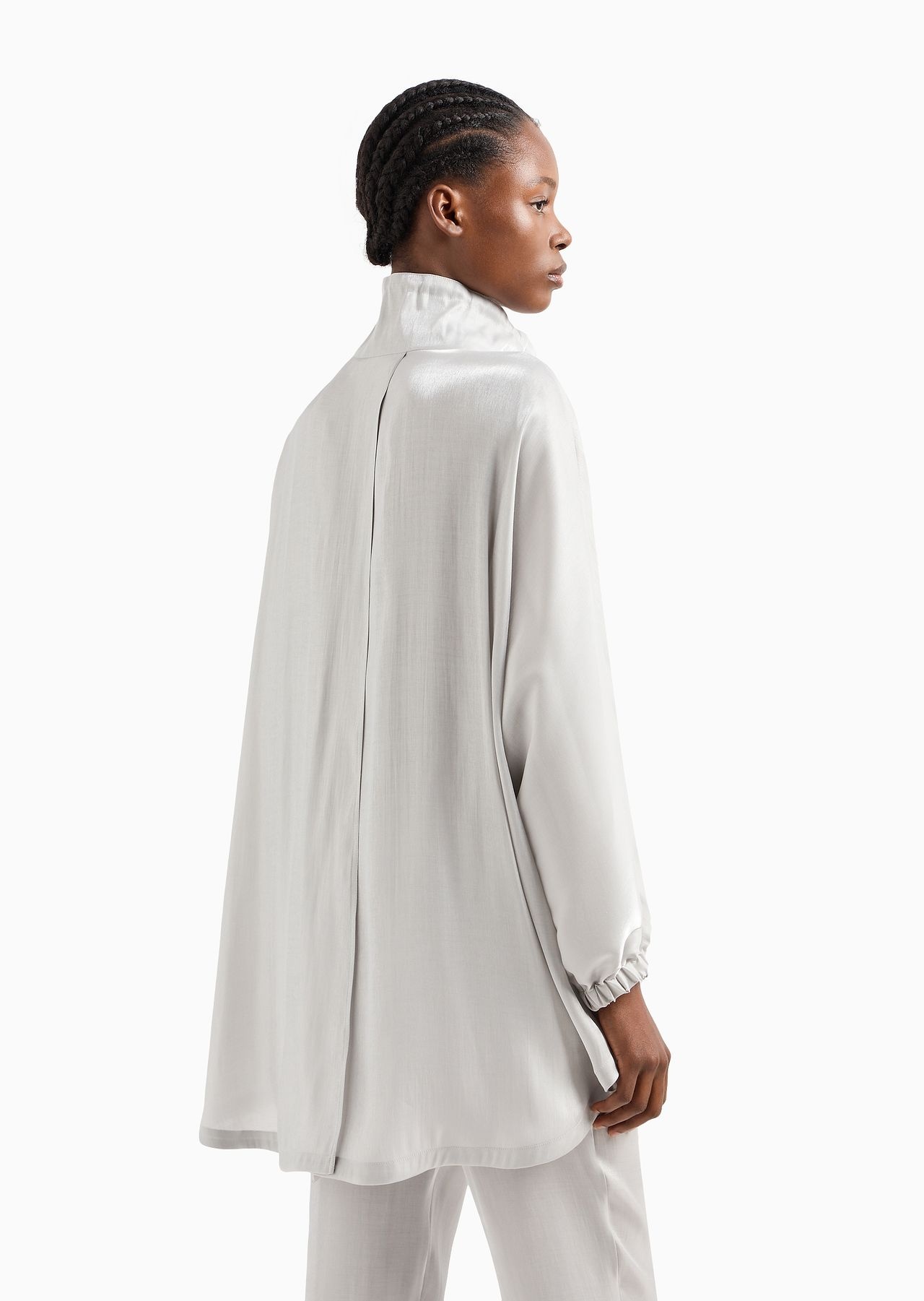 Full-zip pea coat in trilobal fabric - 3