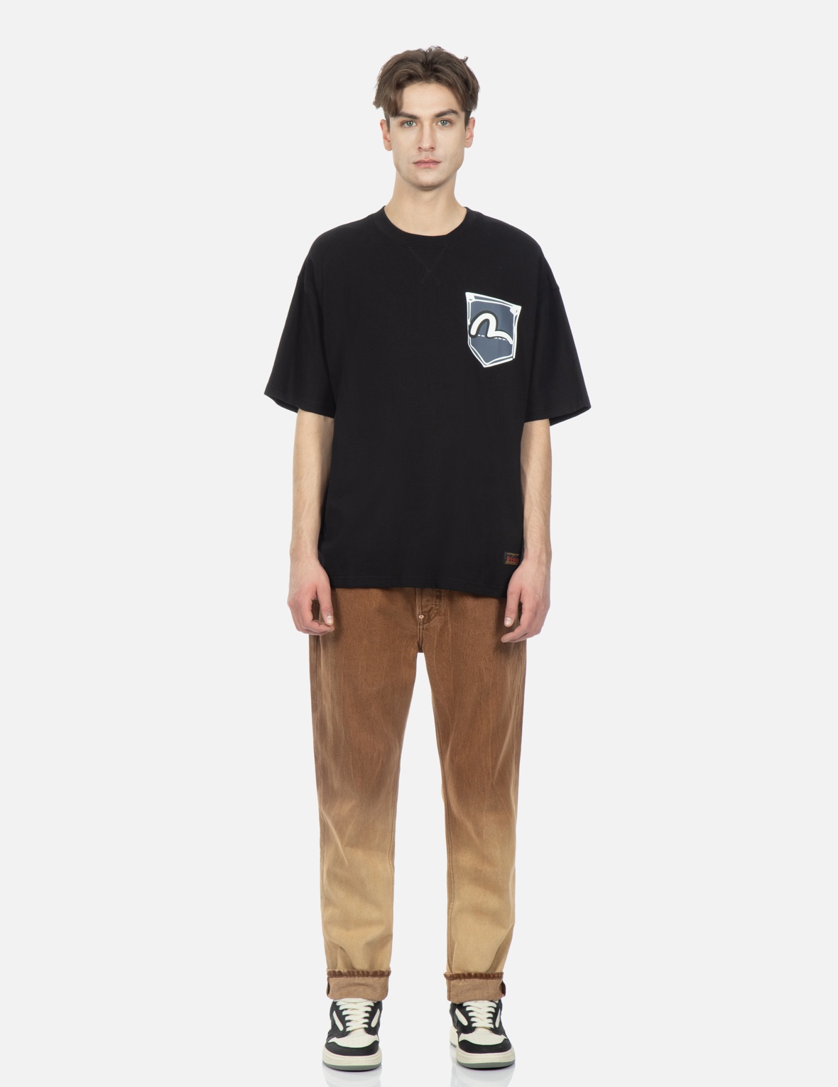 DAICOCK PRINT GRADIENT SPRAY-DYE CARROT-FIT JEANS #2017 - 6