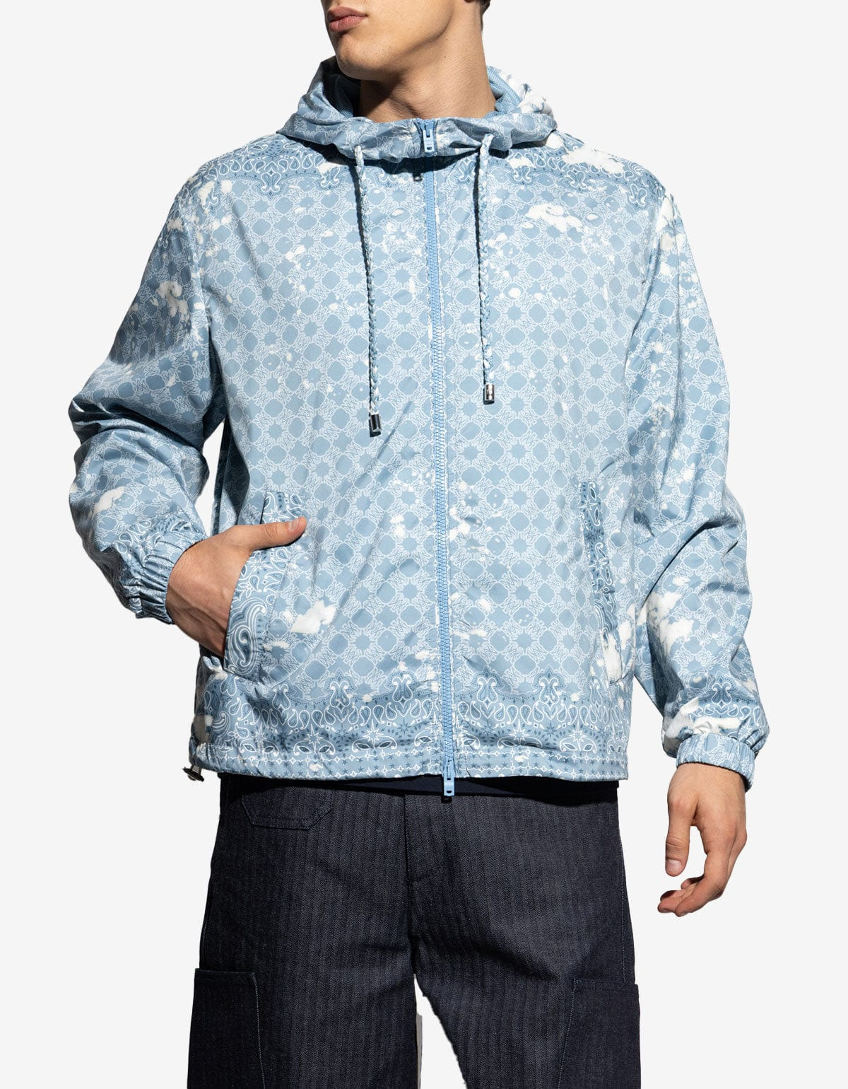 Amiri Blue Bleach Bandana Windbreaker Jacket - 2