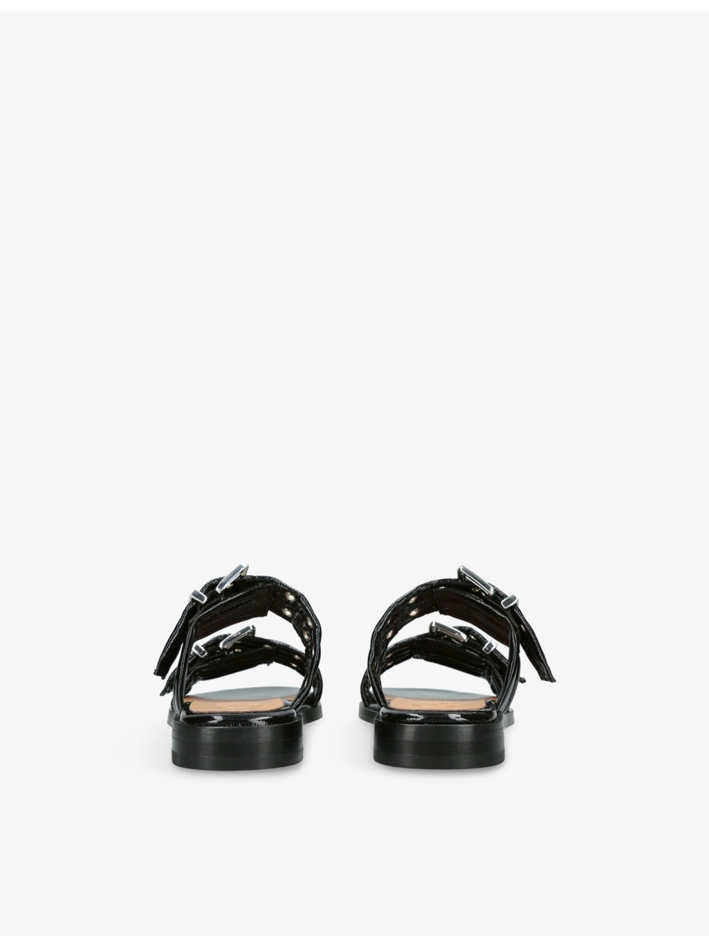 Feminine Buckle Two-Strap Vegan Leather Sandals - 4