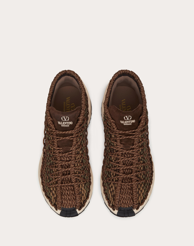 VALENTINO GARAVANI OUTDOOR CROCHET SNEAKERS IN FABRIC AND SUEDE 4