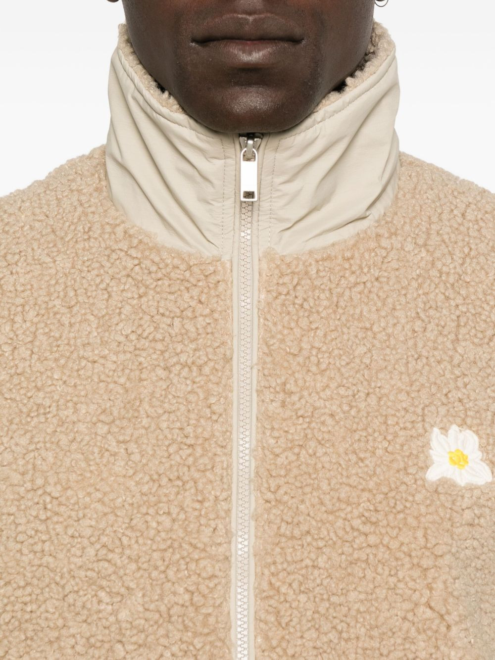 daisy-embroidered fleece jacket - 5
