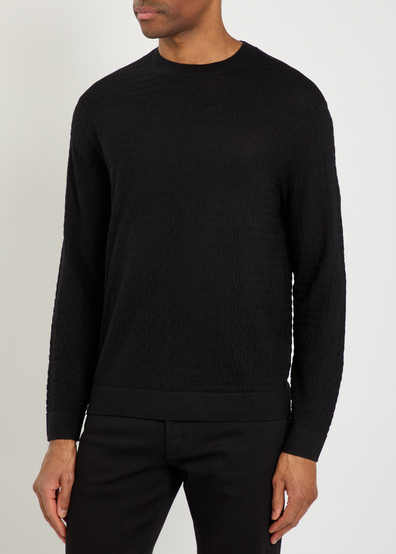 EMPORIO ARMANI Emporio Armani Logo-weave Fine-knit Wool Jumper outlook